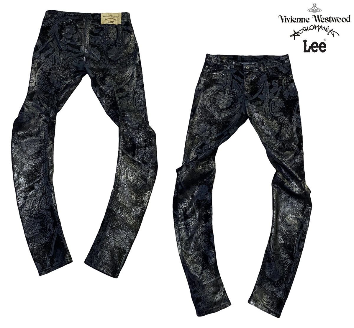 image of Vivienne Westwood Anglomania X Lee 2010 Printed Pant Skinny in Black, Men's (Size 30)