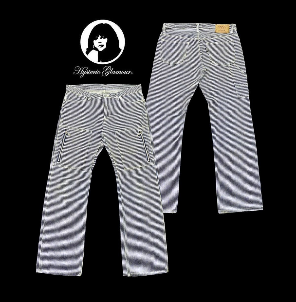 image of Hysteric Glamour Hickory Stripe Denim Pants in Blue/White, Men's (Size 32)