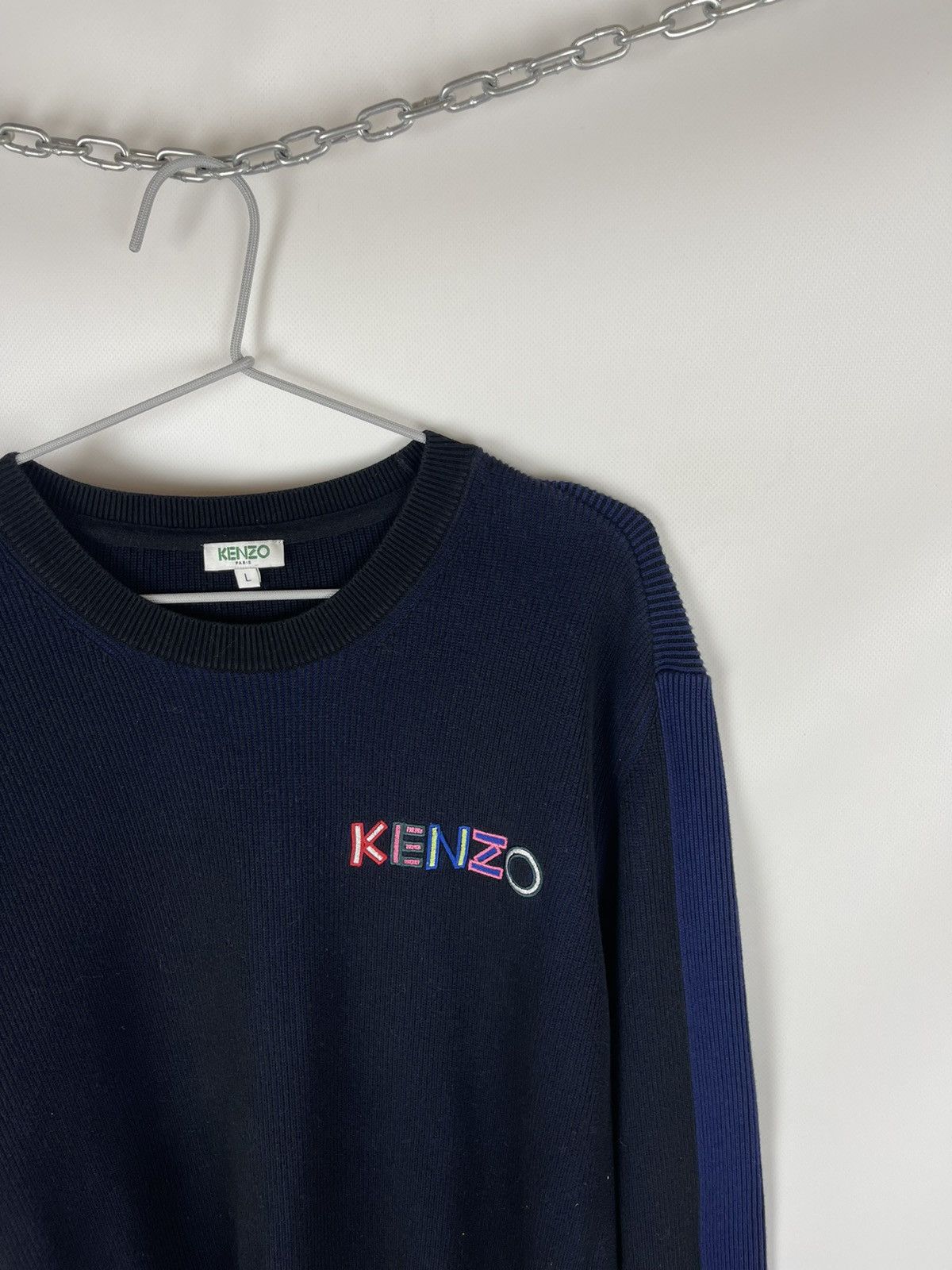 Kenzo Kenzo big logo knitted double colour sweater sweatshirt Size US L / EU 52-54 / 3 - 3 Thumbnail
