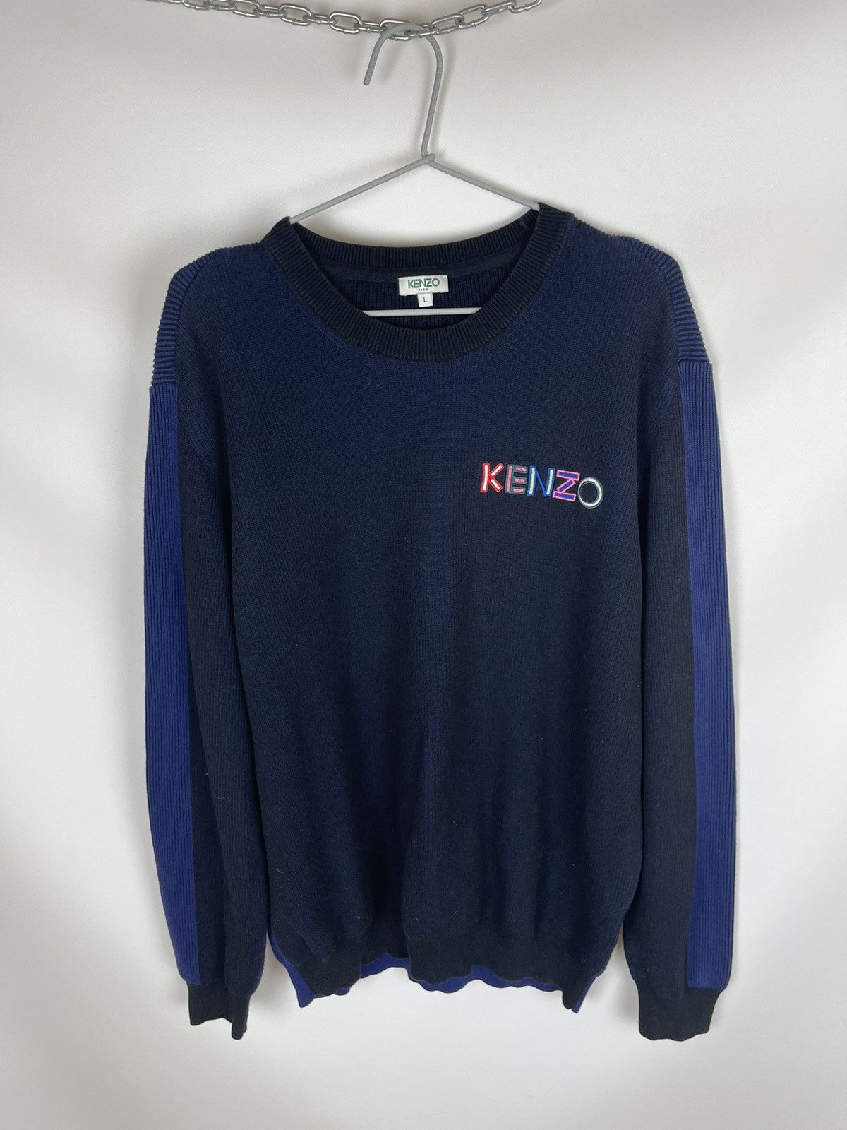 Kenzo Kenzo big logo knitted double colour sweater sweatshirt Size US L / EU 52-54 / 3 - 7 Thumbnail
