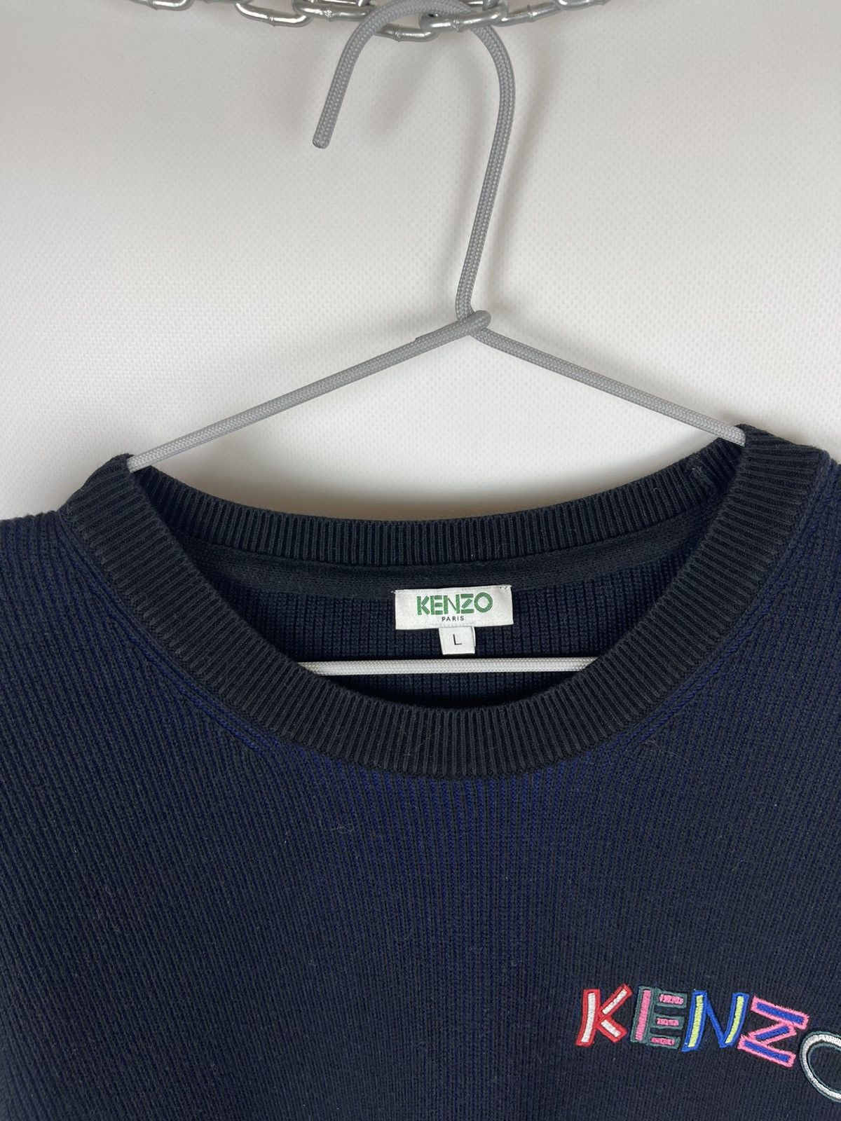 Kenzo Kenzo big logo knitted double colour sweater sweatshirt Size US L / EU 52-54 / 3 - 6 Thumbnail