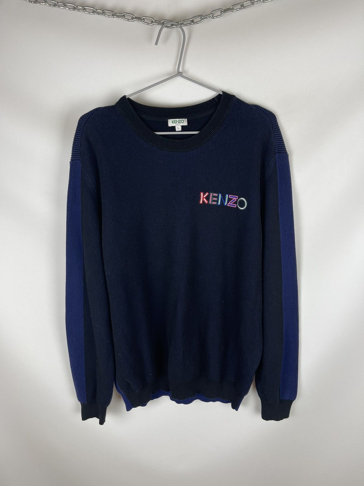 Kenzo Kenzo big logo knitted double colour sweater sweatshirt Size US L / EU 52-54 / 3 - 1 Thumbnail