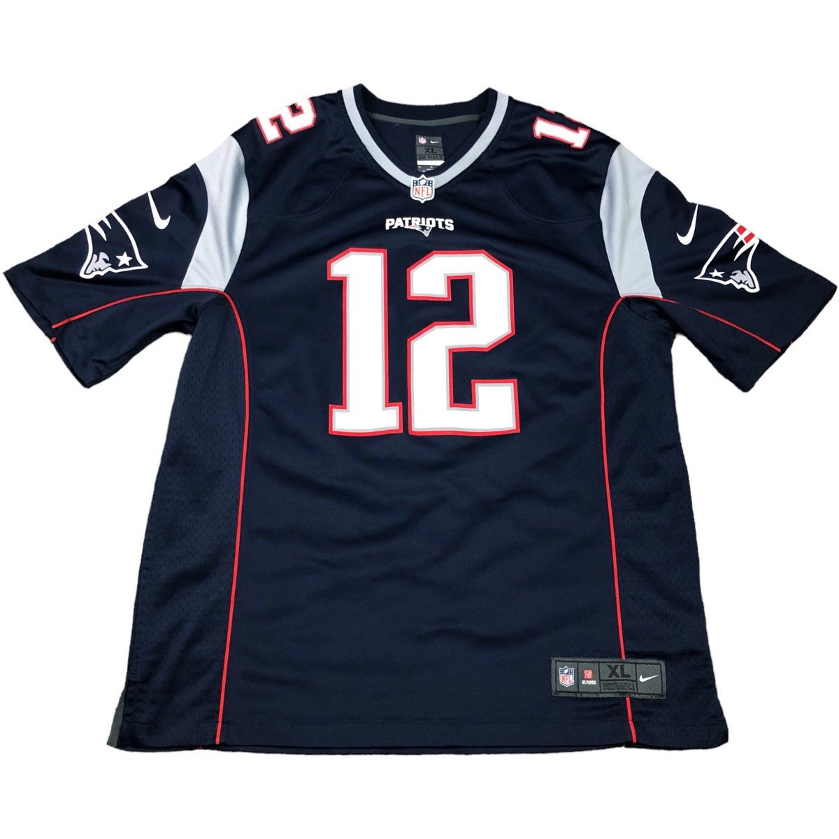 New England Patriots Tom Brady Jersey #12 White Nike On Field Size Youth  Large