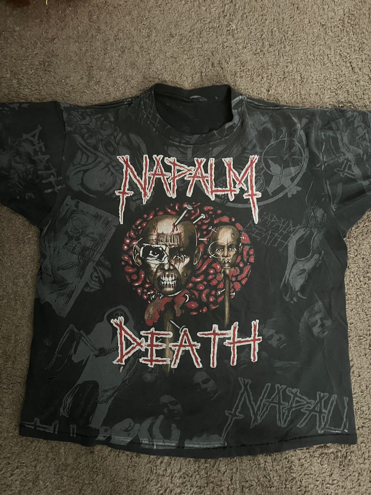 image of Archival Clothing x Band Tees 1994 Napalm Death Tee Single Stitched in Black, Men's (Size Large)