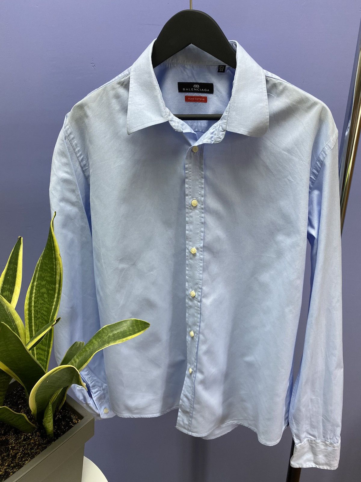 Balenciaga Balenciaga Button Up Blue Shirt Size 44 17 1/2 Size US XL / EU 56 / 4 - 5 Thumbnail