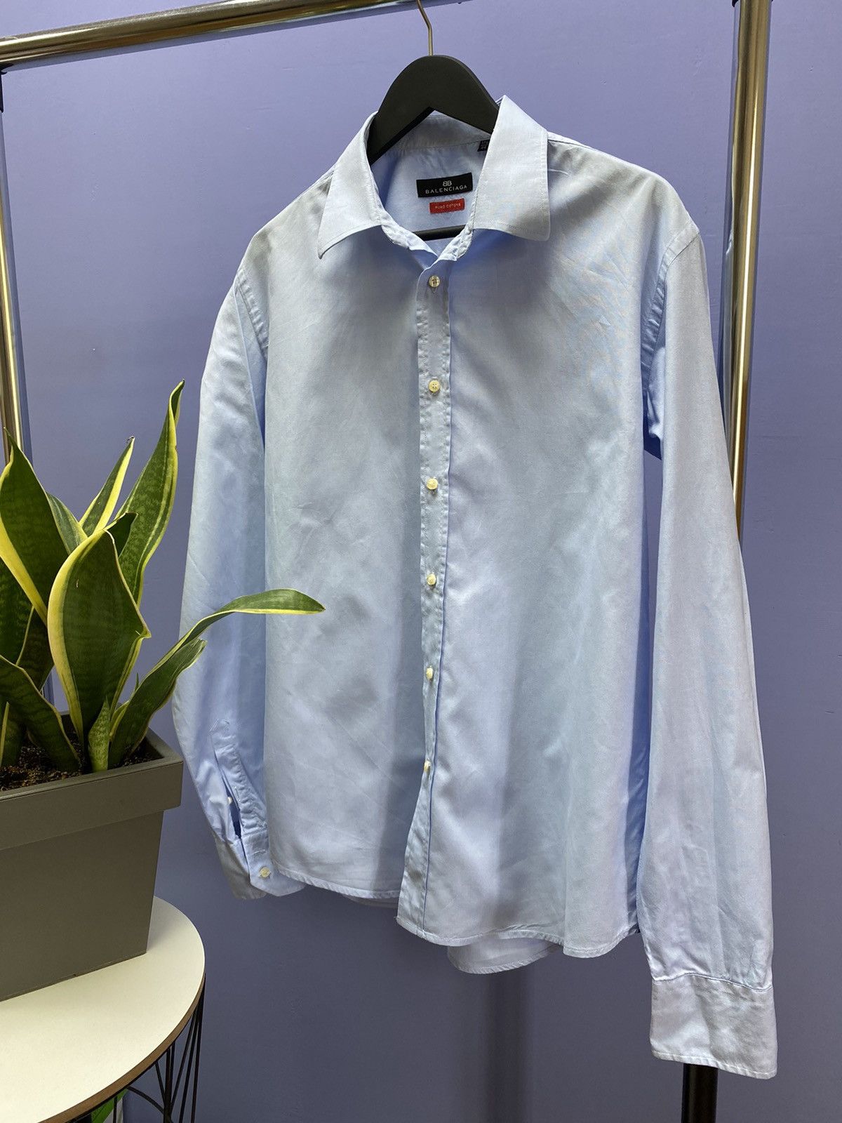 Balenciaga Balenciaga Button Up Blue Shirt Size 44 17 1/2 Size US XL / EU 56 / 4 - 2 Thumbnail