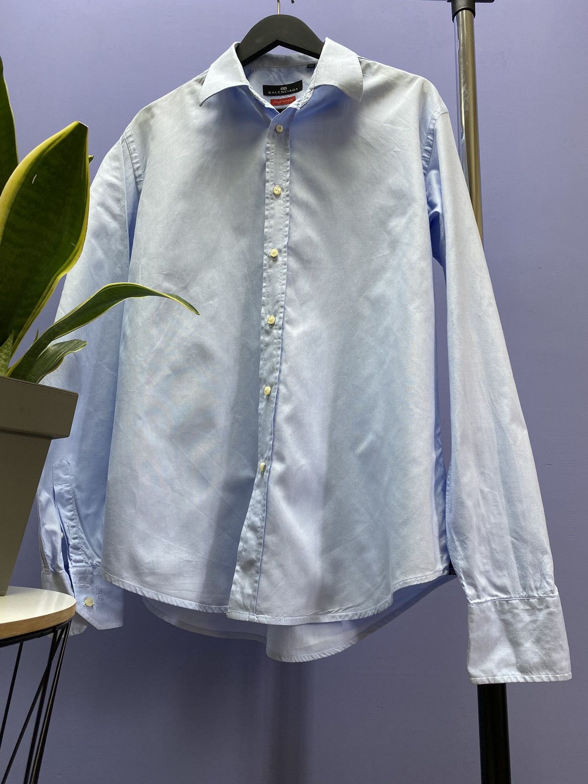 Balenciaga Balenciaga Button Up Blue Shirt Size 44 17 1/2 Size US XL / EU 56 / 4 - 4 Thumbnail