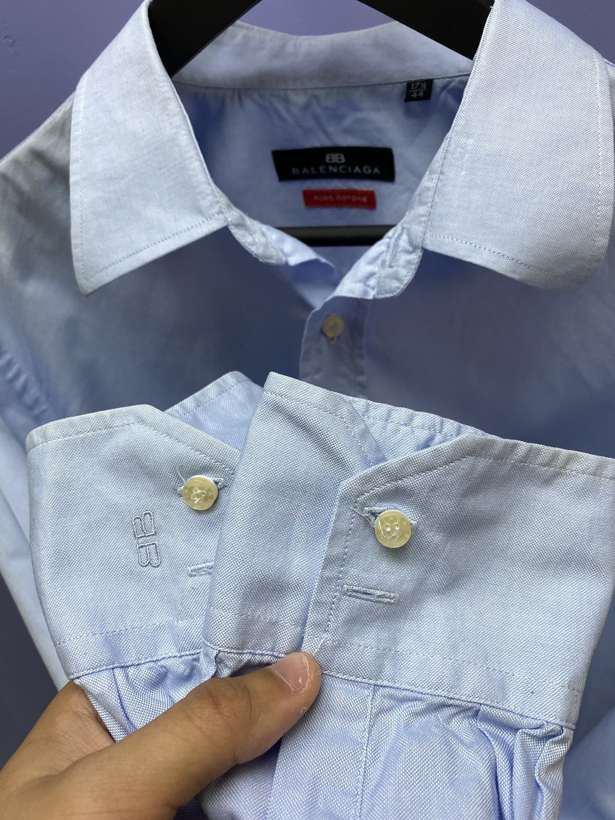 Balenciaga Balenciaga Button Up Blue Shirt Size 44 17 1/2 Size US XL / EU 56 / 4 - 15 Thumbnail