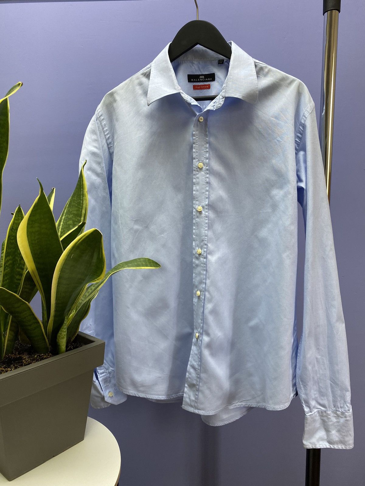 Balenciaga Balenciaga Button Up Blue Shirt Size 44 17 1/2 Size US XL / EU 56 / 4 - 1 Thumbnail