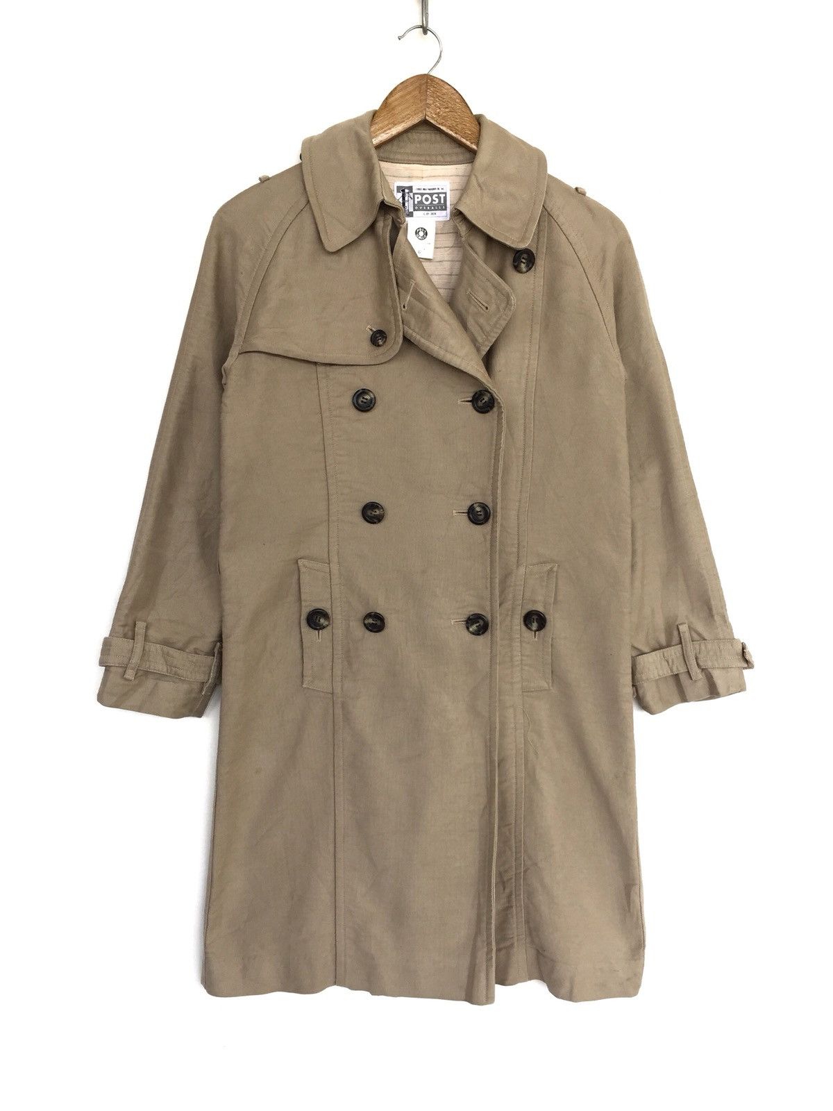 Post Overalls GRAIL🔥90s Post O'Alls 🇺🇸 Beige Long Trench Coat Jacket Size US S / EU 44-46 / 1 - 1 Thumbnail