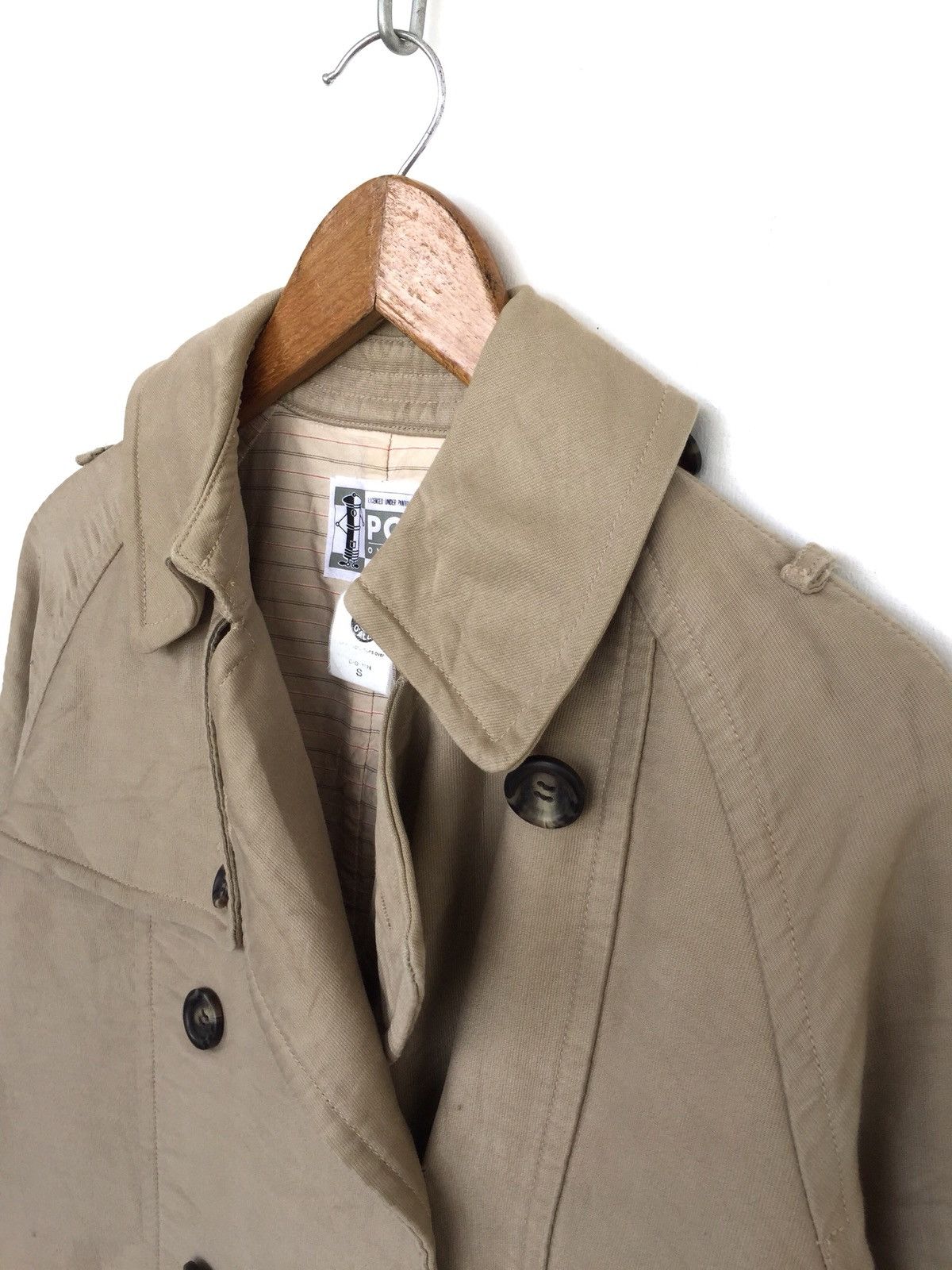 Post Overalls GRAIL🔥90s Post O'Alls 🇺🇸 Beige Long Trench Coat Jacket Size US S / EU 44-46 / 1 - 3 Thumbnail