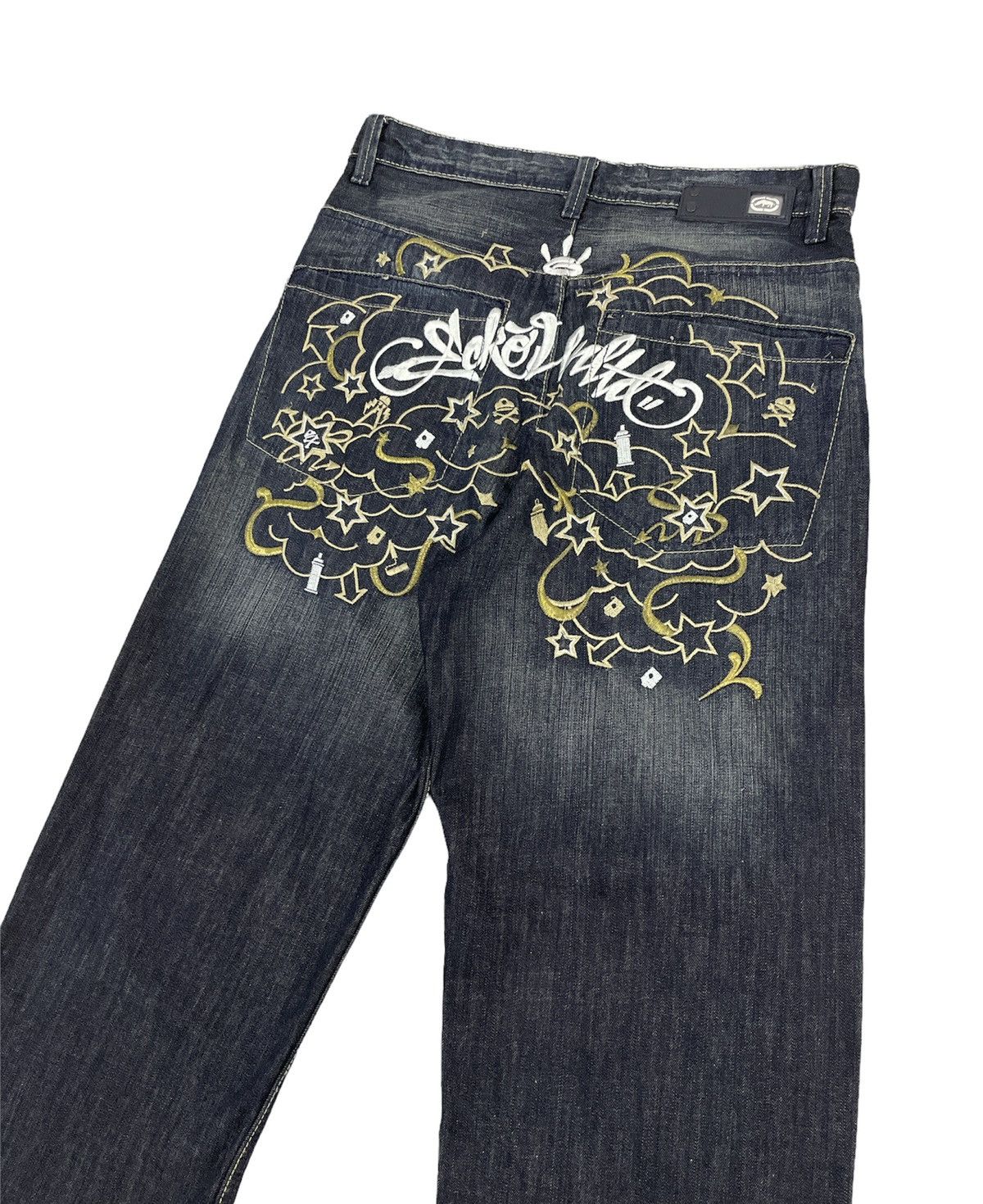 image of Vintage Ecko Unltd Baggy Jeans Embroidery Logo in Blue, Men's (Size 32)