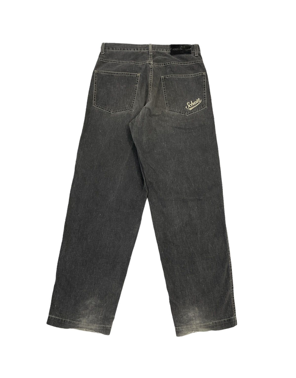 Schott Schott NYC Baggy Jeans Distressed Faded Black Size US 31 - 5 Thumbnail