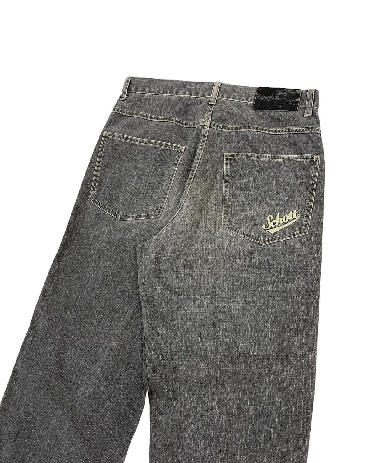 Schott Schott NYC Baggy Jeans Distressed Faded Black Size US 31 - 1 Thumbnail