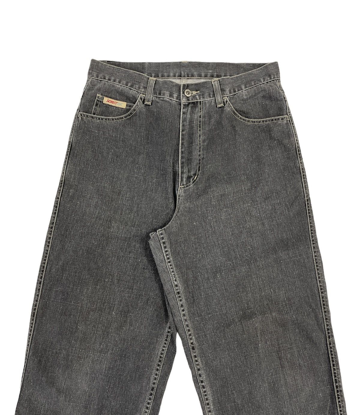 Schott Schott NYC Baggy Jeans Distressed Faded Black Size US 31 - 4 Thumbnail