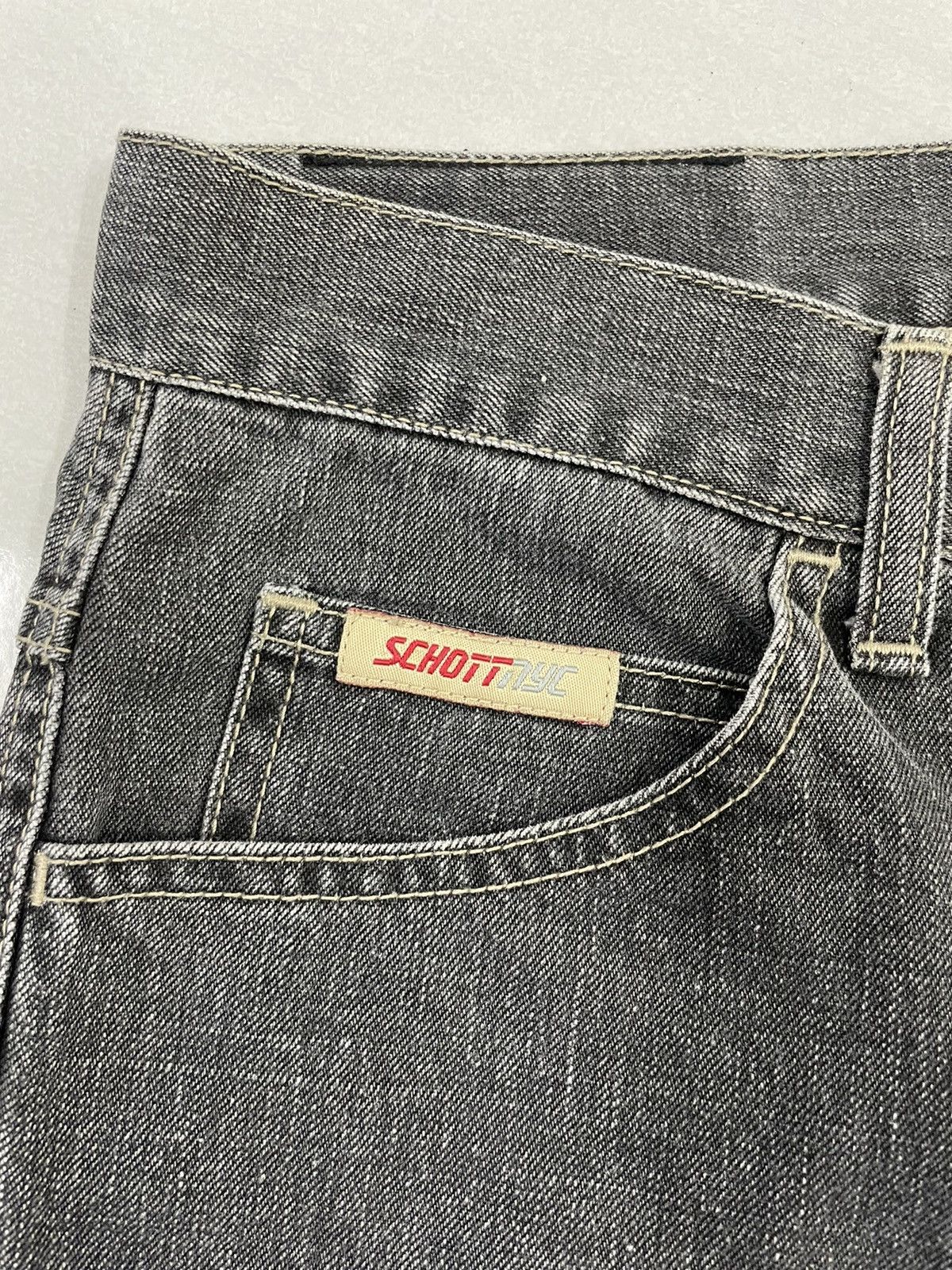 Schott Schott NYC Baggy Jeans Distressed Faded Black Size US 31 - 7 Thumbnail