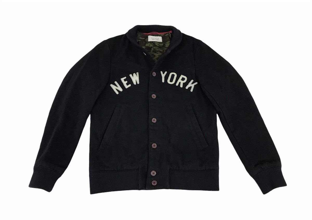 New York Spell Out Camo Inner Varsity College Jacket