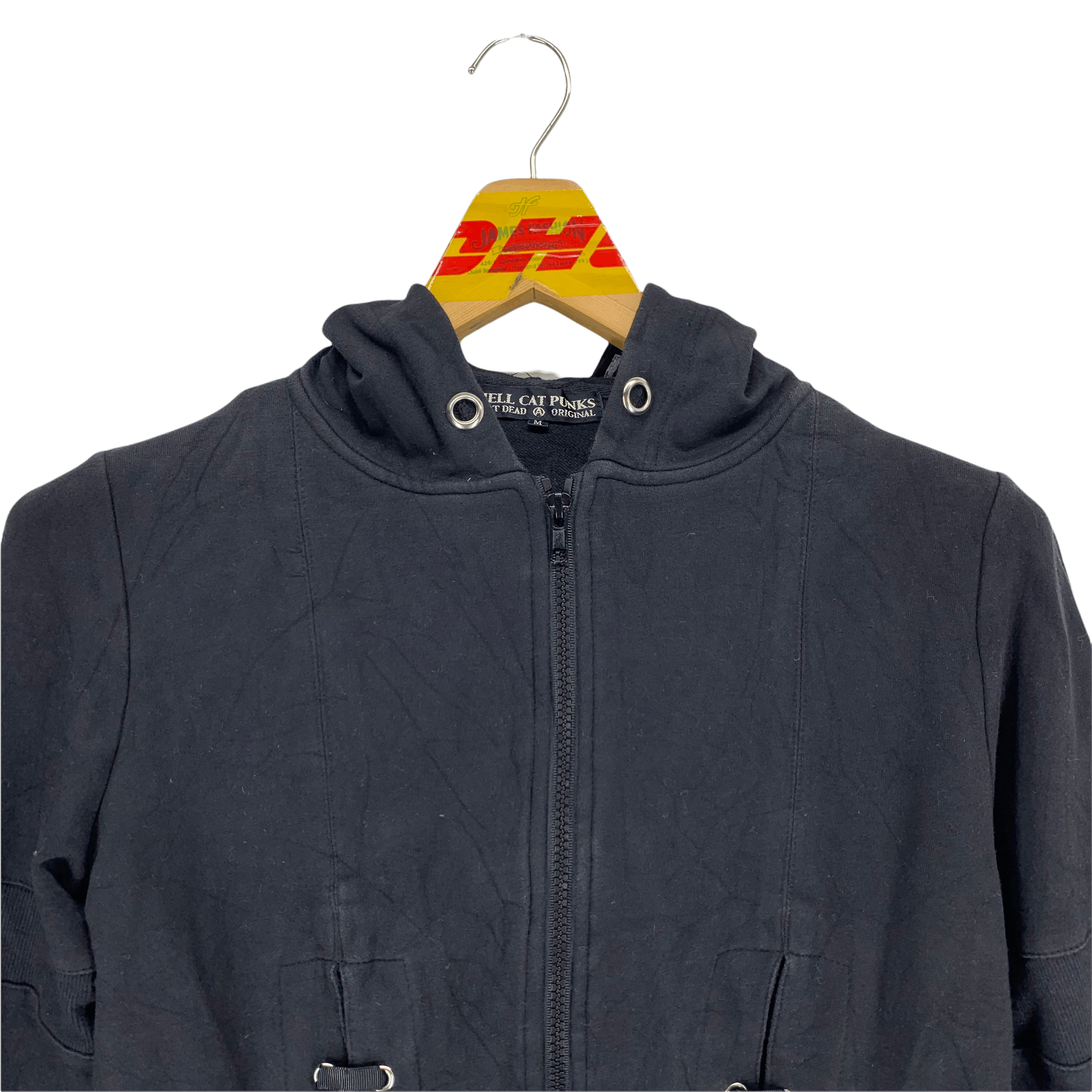 Japanese Brand Bondage Hell Cat Punks Not Dead Cropped Hoodies #3496-86 Size M / US 6-8 / IT 42-44 - 2 Thumbnail