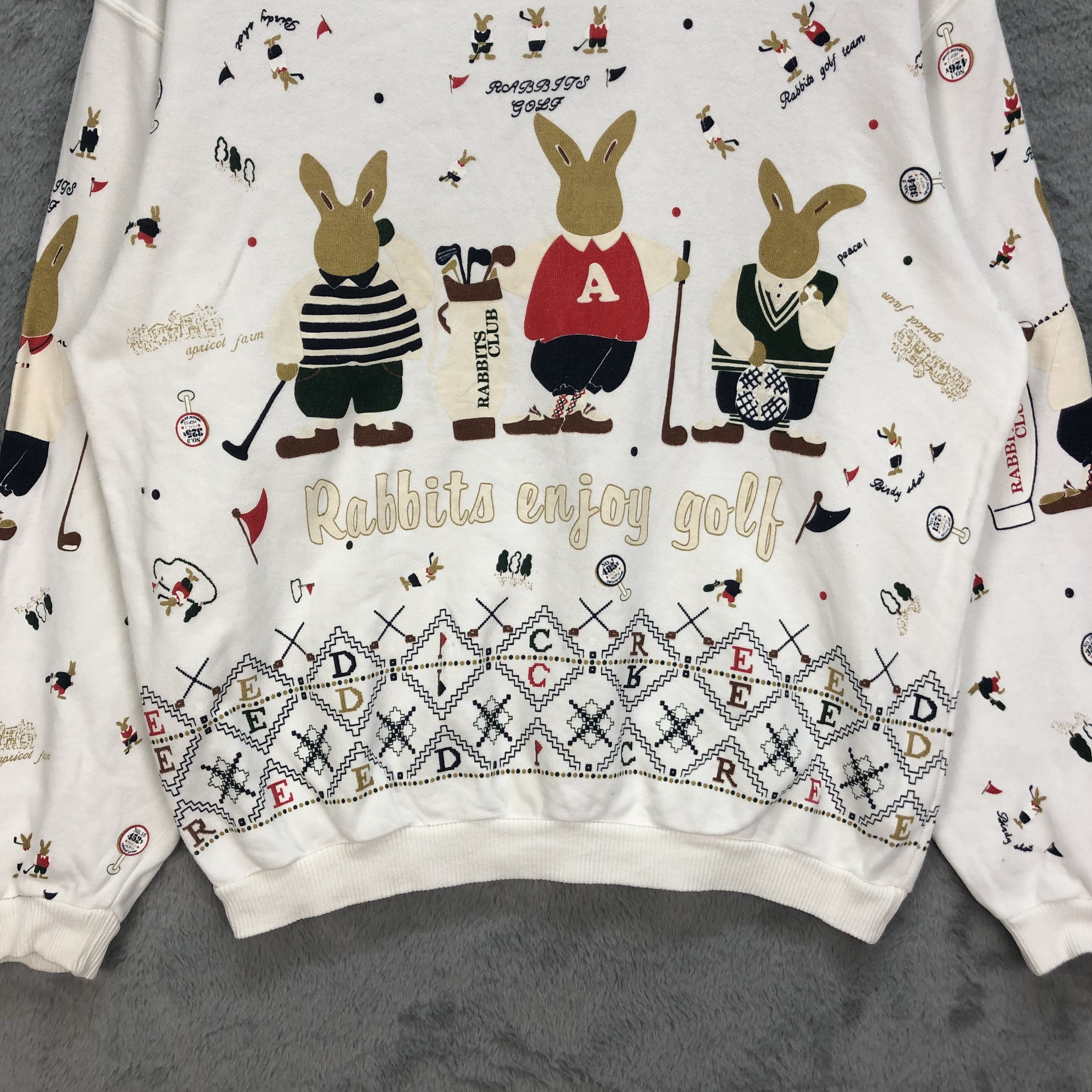 Japanese Brand RABBIT ENJOY GOLF APRICOT FARM BY CREED SWEATER #5155-176 Size US S / EU 44-46 / 1 - 4 Thumbnail