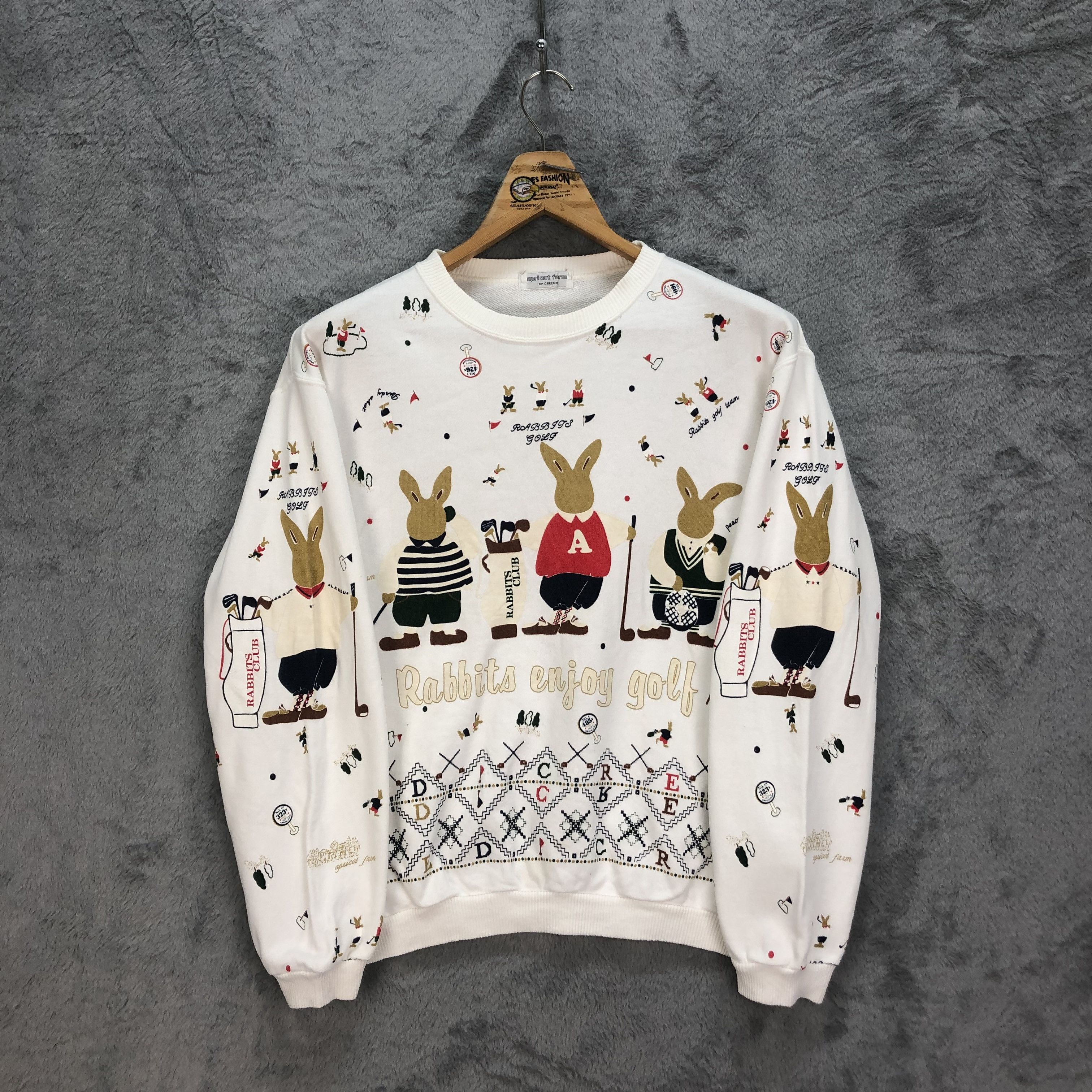 Japanese Brand RABBIT ENJOY GOLF APRICOT FARM BY CREED SWEATER #5155-176 Size US S / EU 44-46 / 1 - 7 Thumbnail