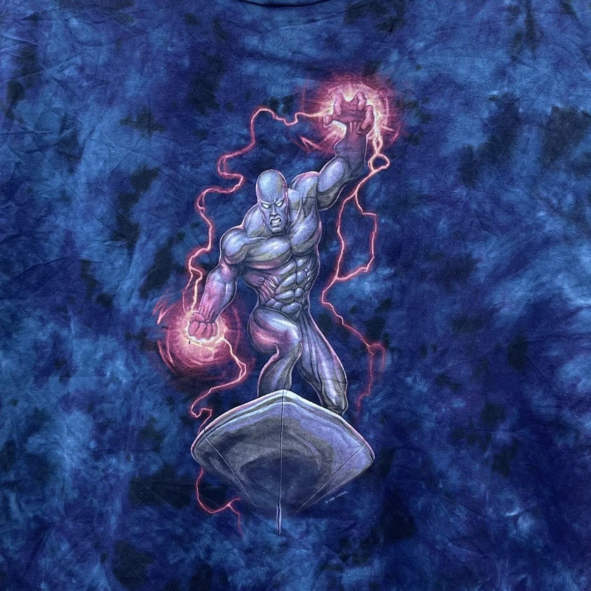 Marvel Comics Vintage 90s Silver Surfer Tie Dye T-Shirt Single Stitch Size US L / EU 52-54 / 3 - 2 Thumbnail