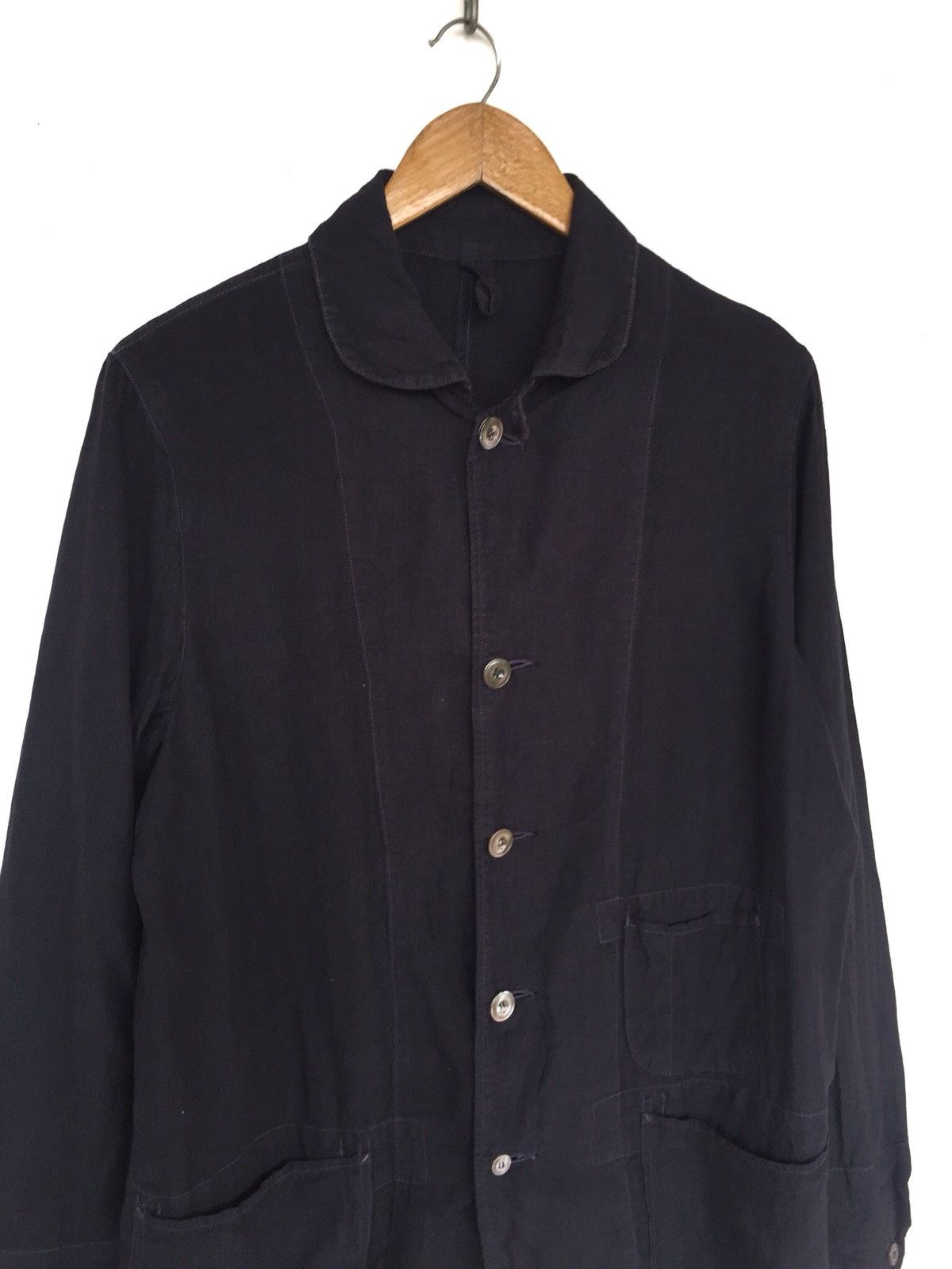 image of Designer Arte Povera Black Linen Hemp Three Pocket Parka, Men's (Size Medium)