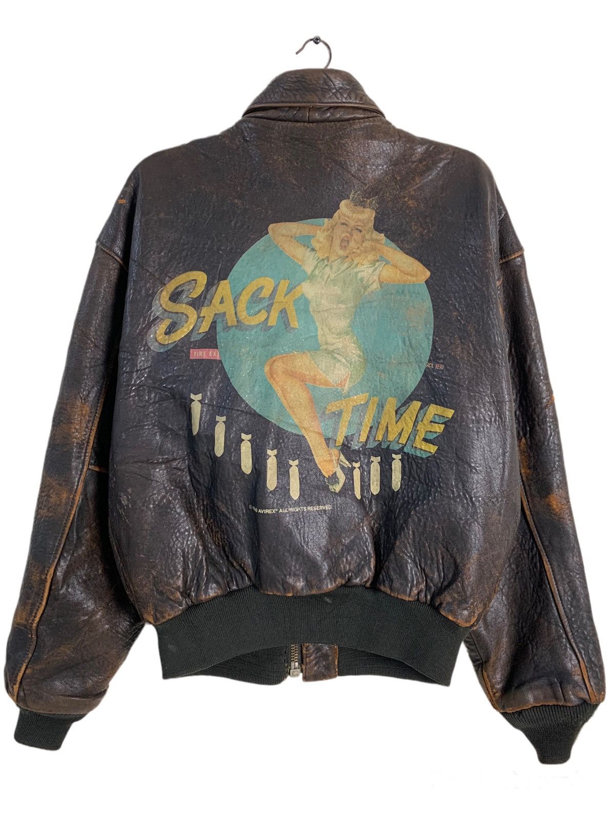 Vintage Vintage Copyright 1990 Avirex Sack Time Leather Jacket | Grailed