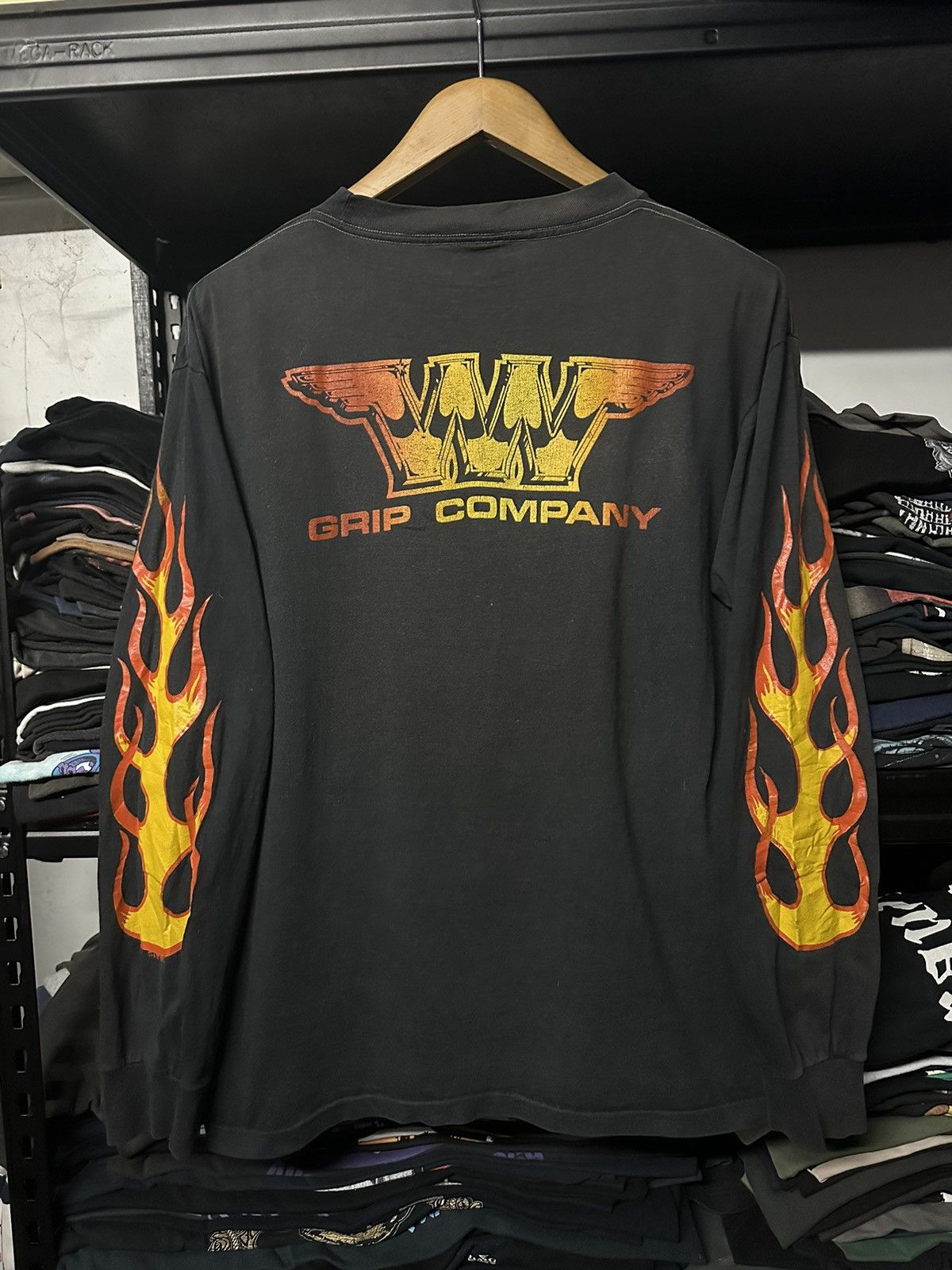 Anvil Vintage 80s Wings Grip Company Flame Racing Faded Tee Size US L / EU 52-54 / 3 - 1 Thumbnail