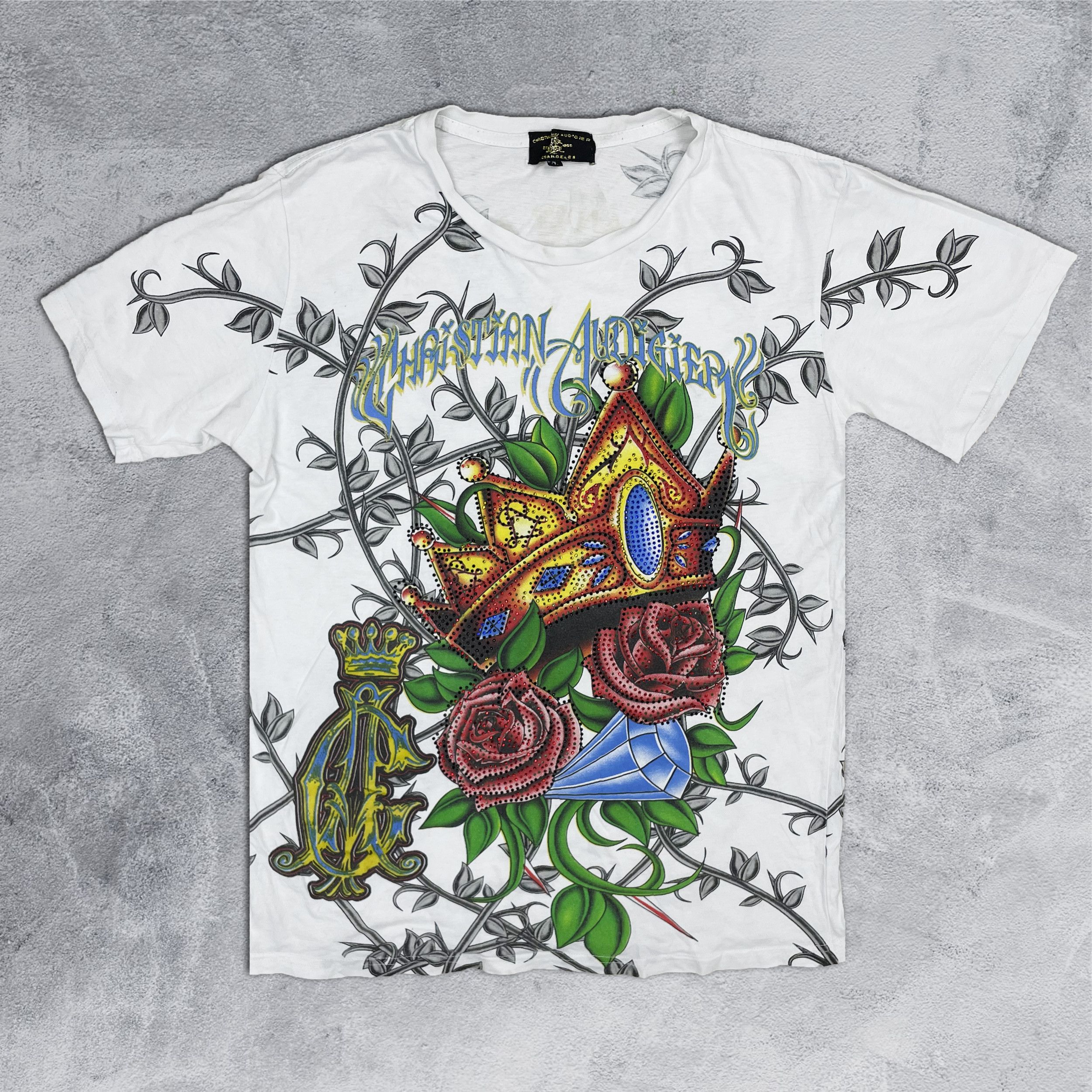 Christian Audigier × Ed Hardy × Vintage Christian Audigier 1958 Vintage T-shirt Size US L / EU 52-54 / 3 - 1 Thumbnail