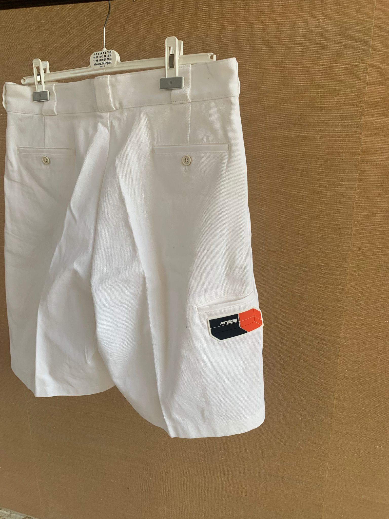 Image of Prada Drill Logo Shorts in White, Men's (Size 36)