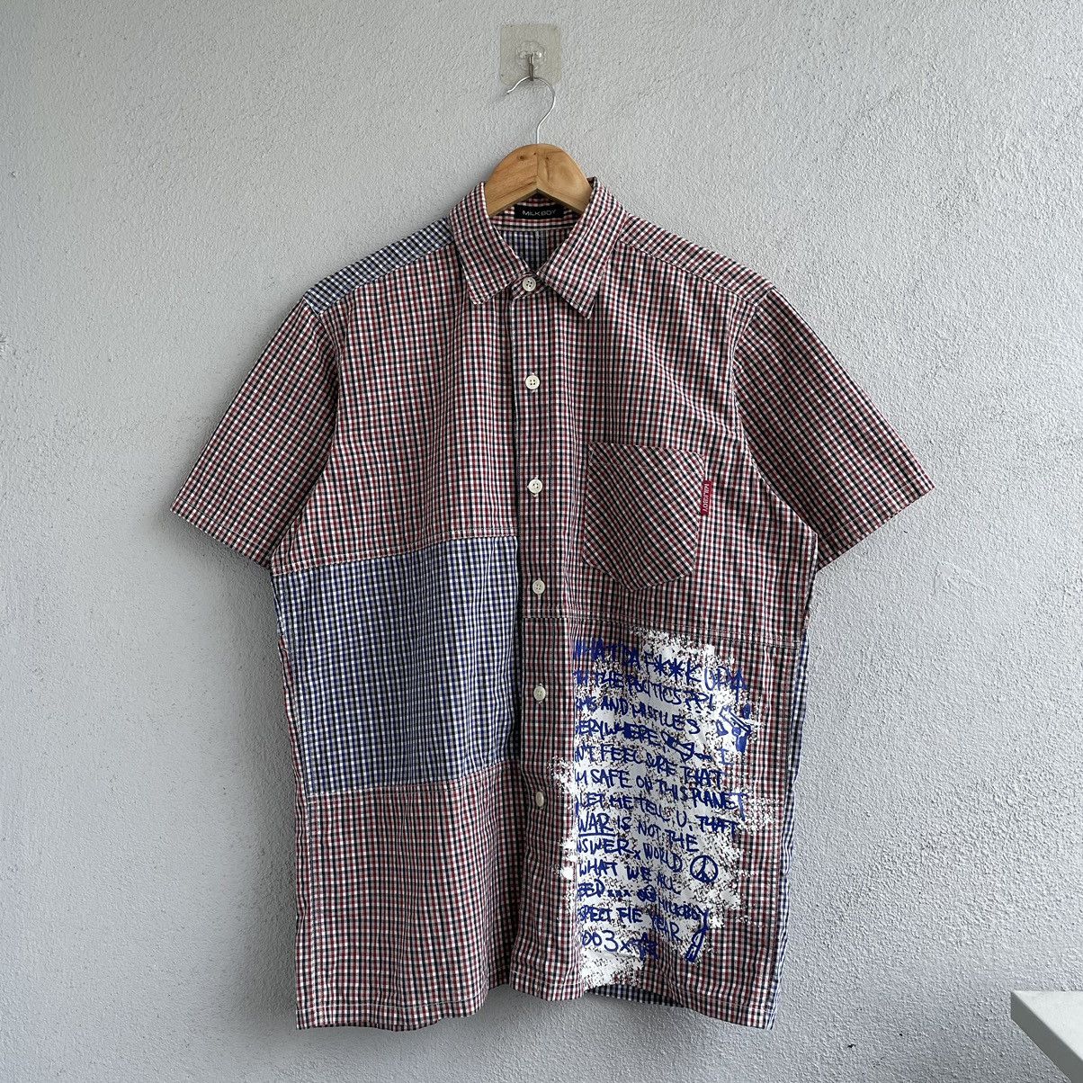 Image of 20471120 x Beauty Beast Vintage Milkboy Abstract Wording Button Up Shirt in Plaid (Size Large)