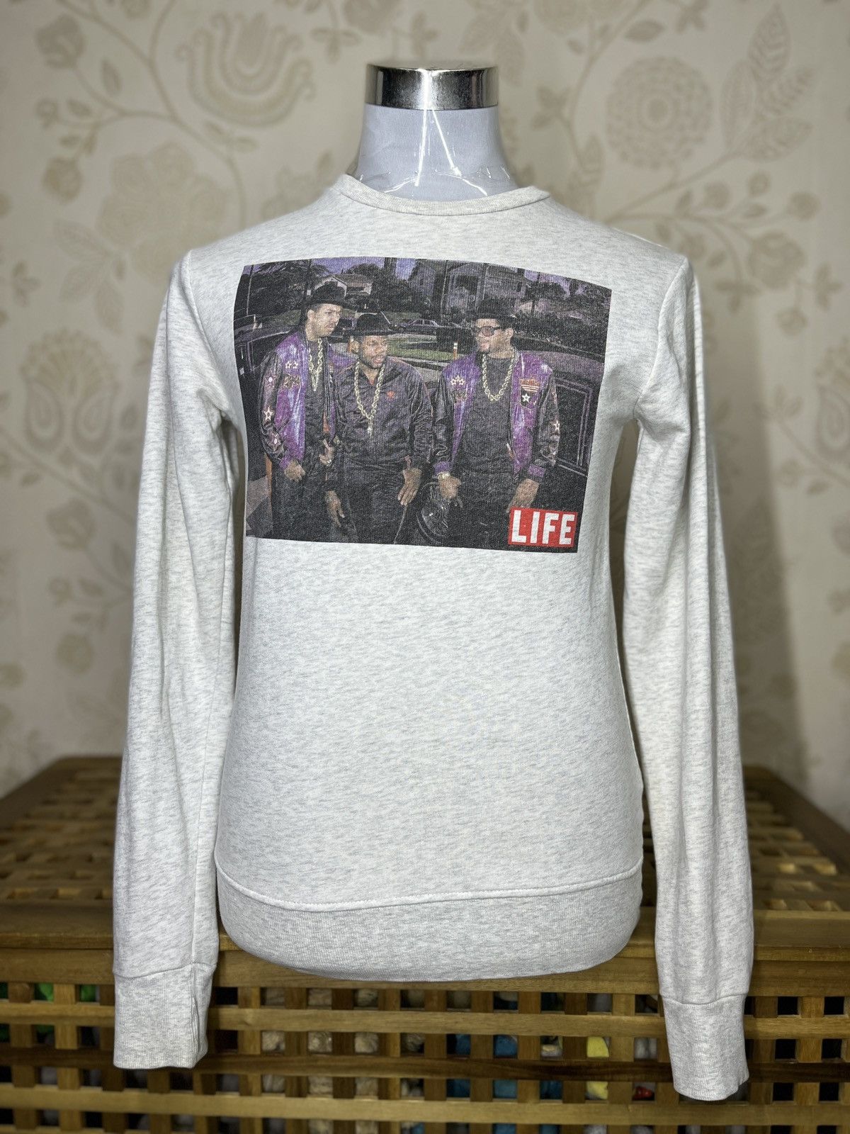 image of Band Tees x Run Dmc Design Run Dmc Sweatshirts Life in White/Grey, Men's (Size Medium)