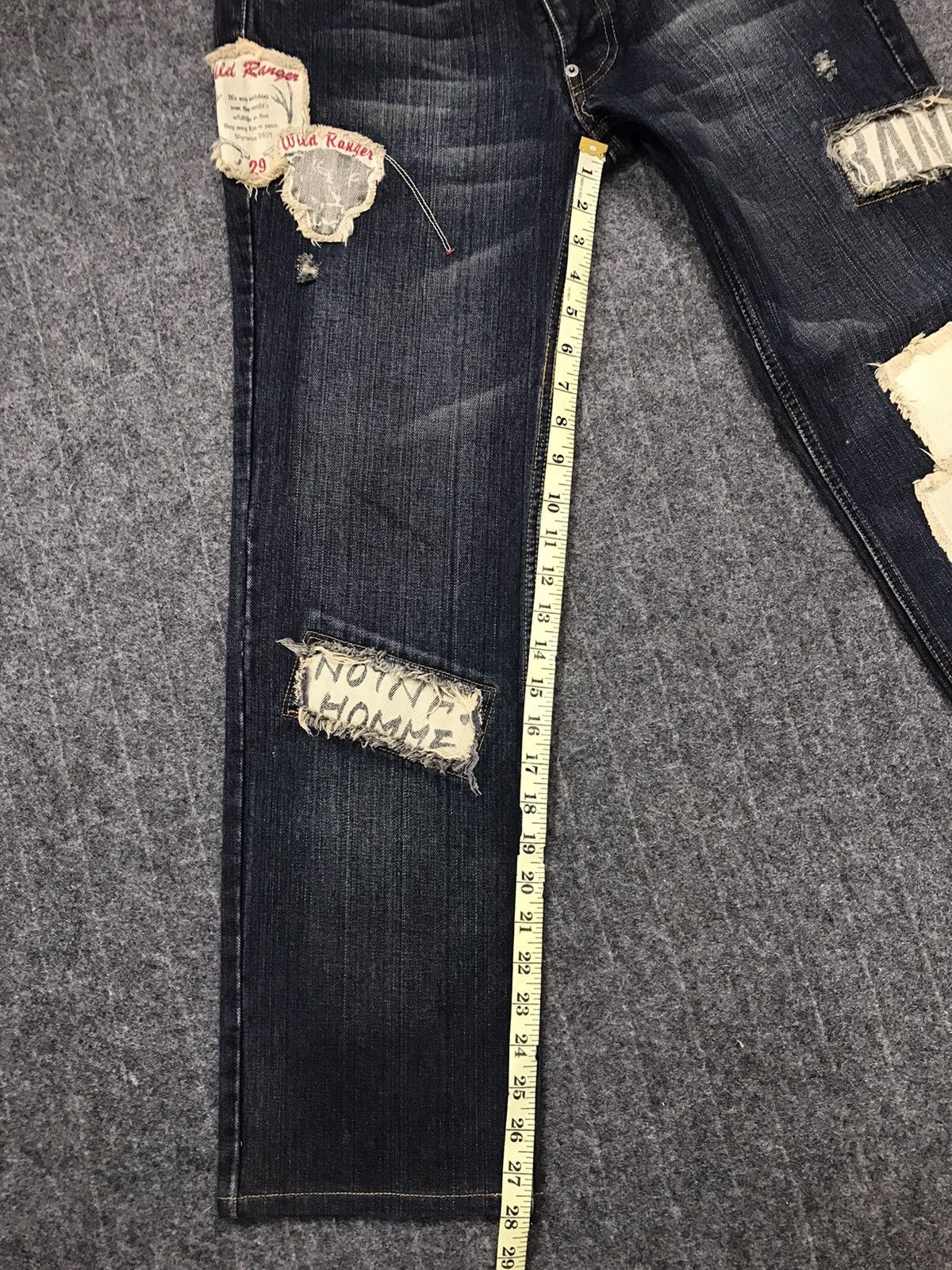 Japanese Brand × Vintage Vintage Homme Distressed Patcwork Design Jeans Size US 31 - 22 Thumbnail
