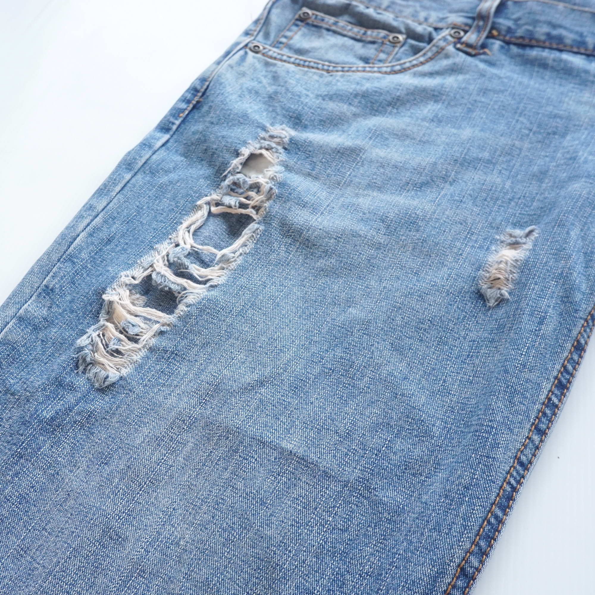 Japanese Brand Double Waist Boho Tribal Ripped Jeans Size US 31 - 5 Thumbnail