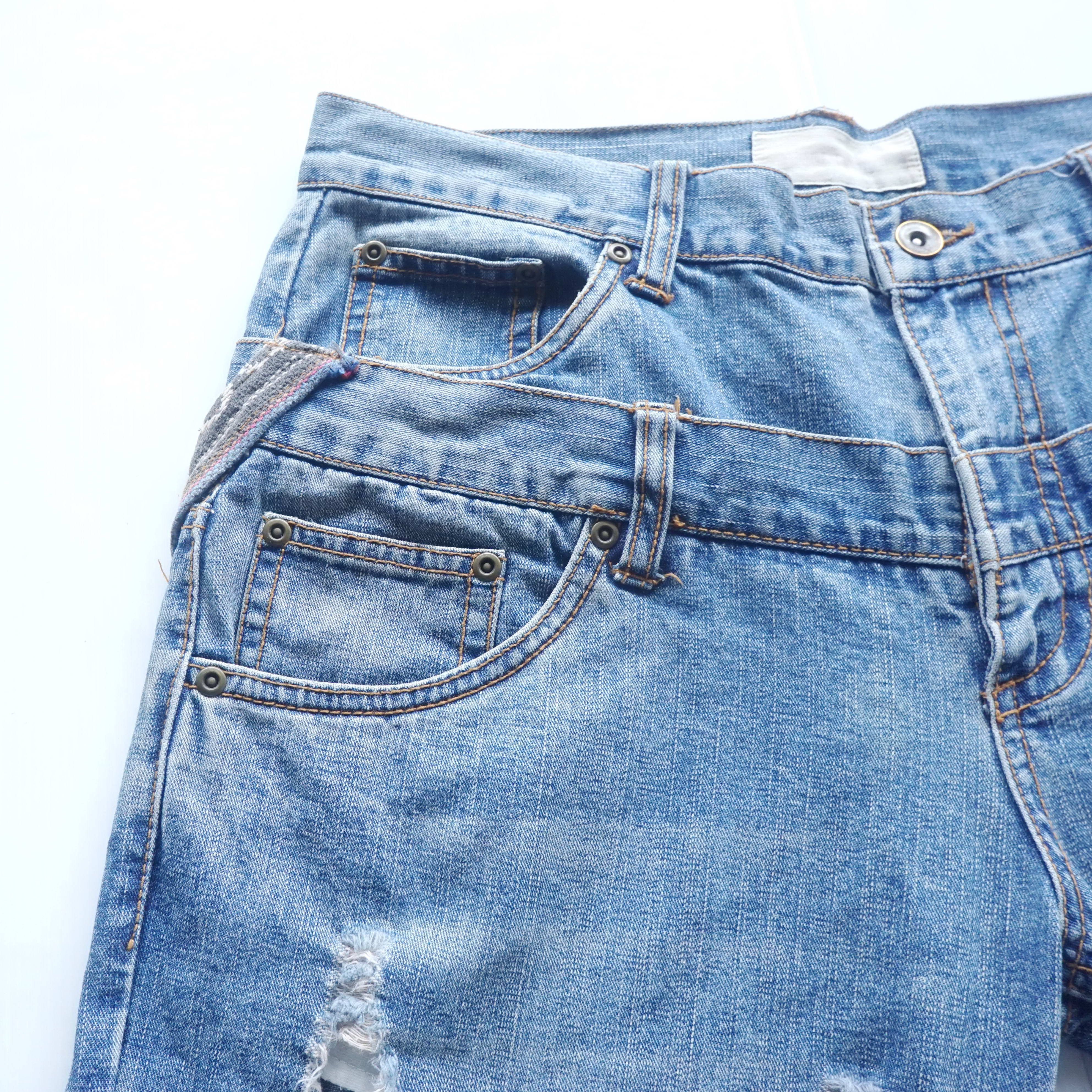 Japanese Brand Double Waist Boho Tribal Ripped Jeans Size US 31 - 4 Thumbnail