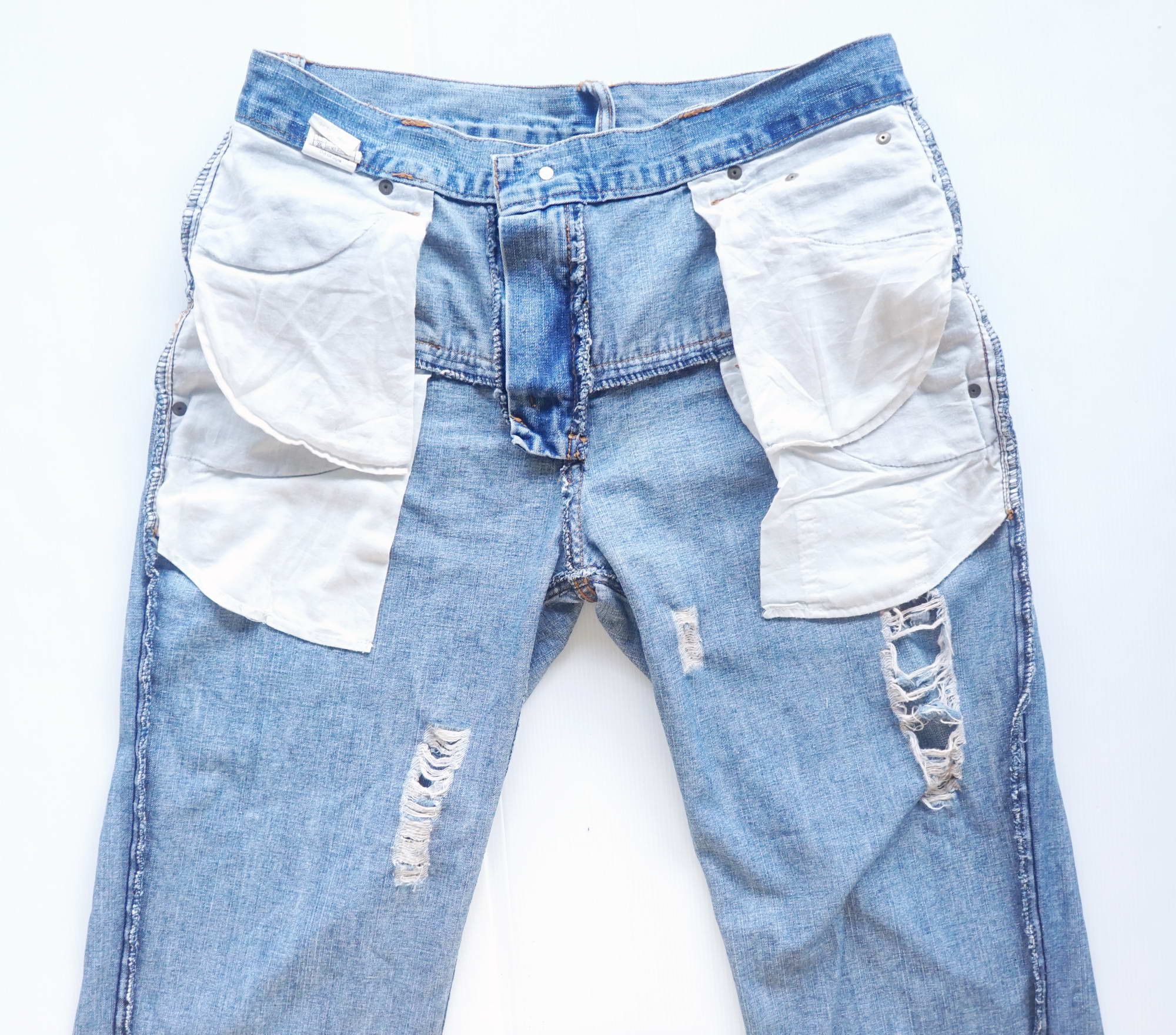 Japanese Brand Double Waist Boho Tribal Ripped Jeans Size US 31 - 8 Thumbnail