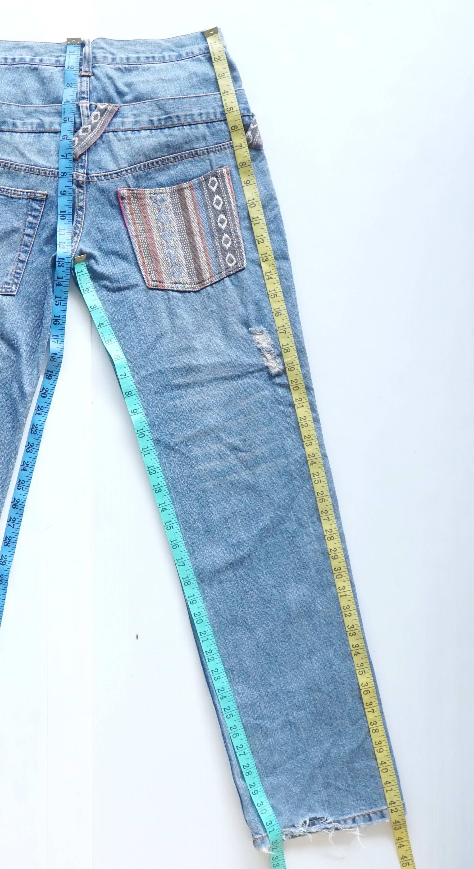 Japanese Brand Double Waist Boho Tribal Ripped Jeans Size US 31 - 15 Thumbnail