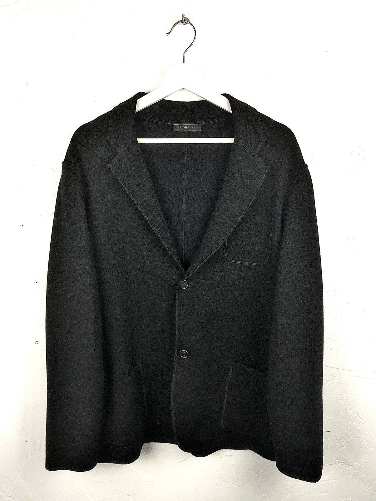 Prada Milano Black Wool Cashmere Knitted Blazer Light Jacket