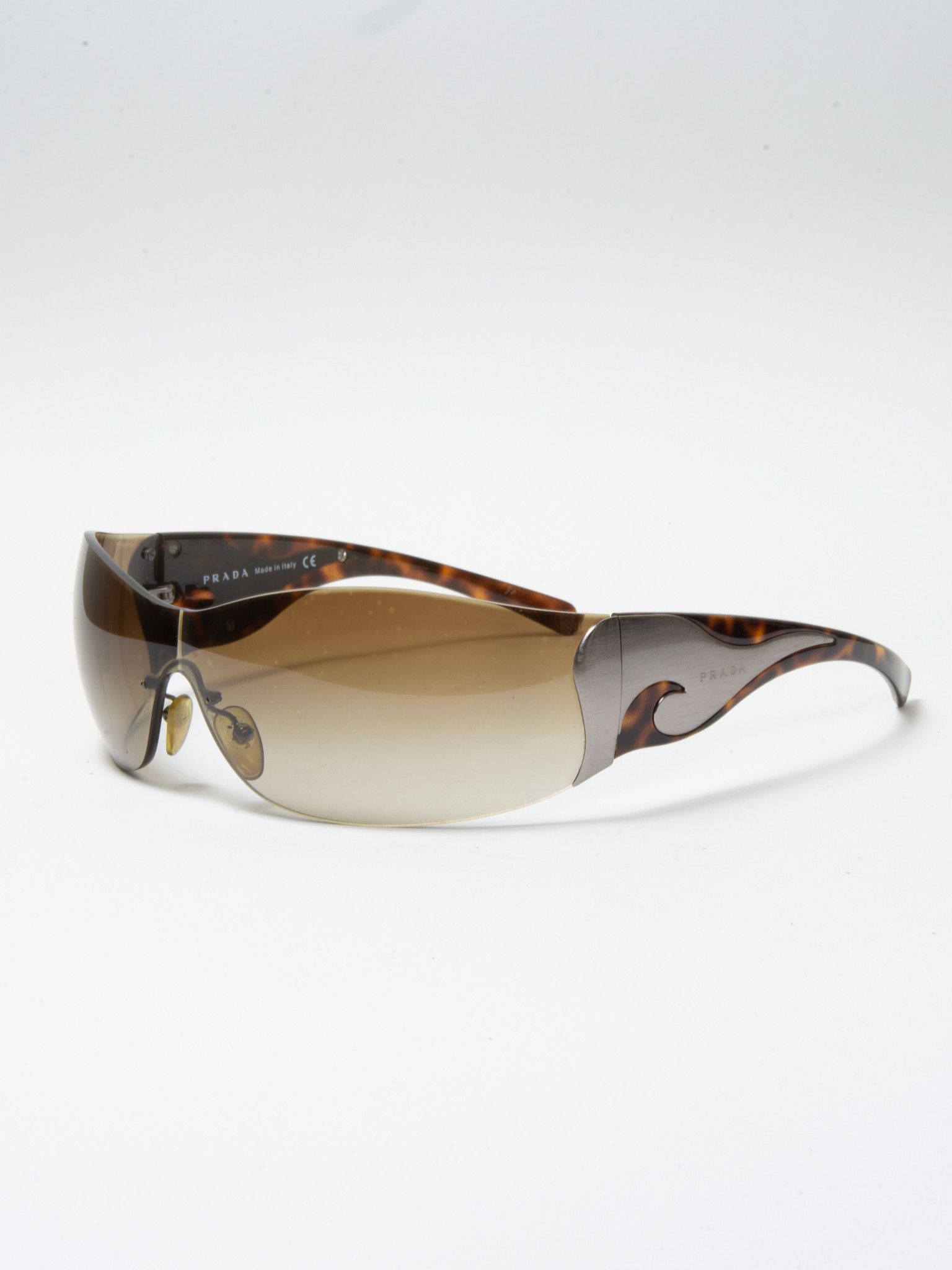 image of Prada Y2K Iconic Chrome Wave Sunglasses in Brown, Men's