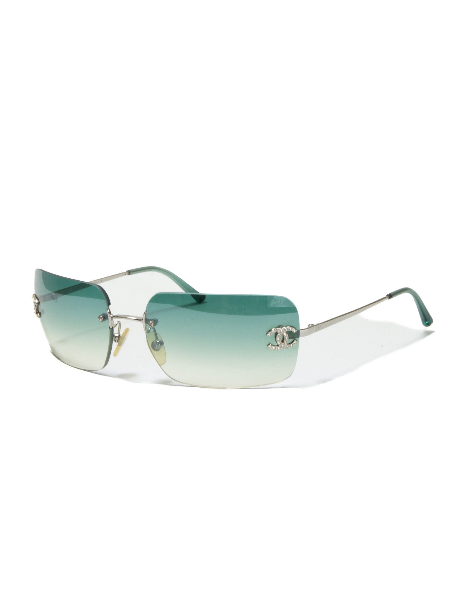 Pre-owned Chanel Iconic Rhinestones Cc Logo Sunglasses In Multicolor