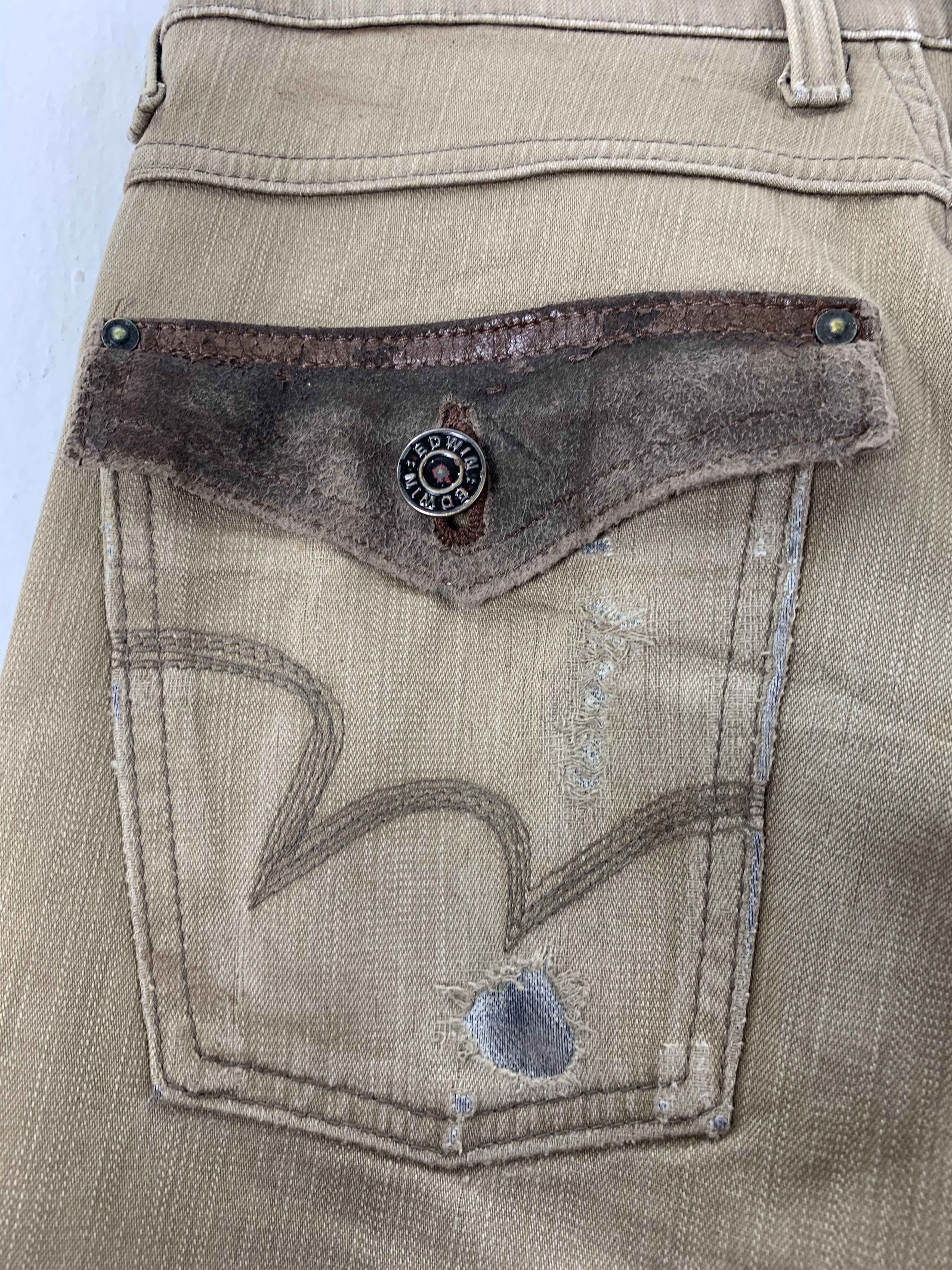 Edwin EDWIN Pants Vintage Brown Distressed Straight Cut Size US 30 / EU 46 - 15 Thumbnail
