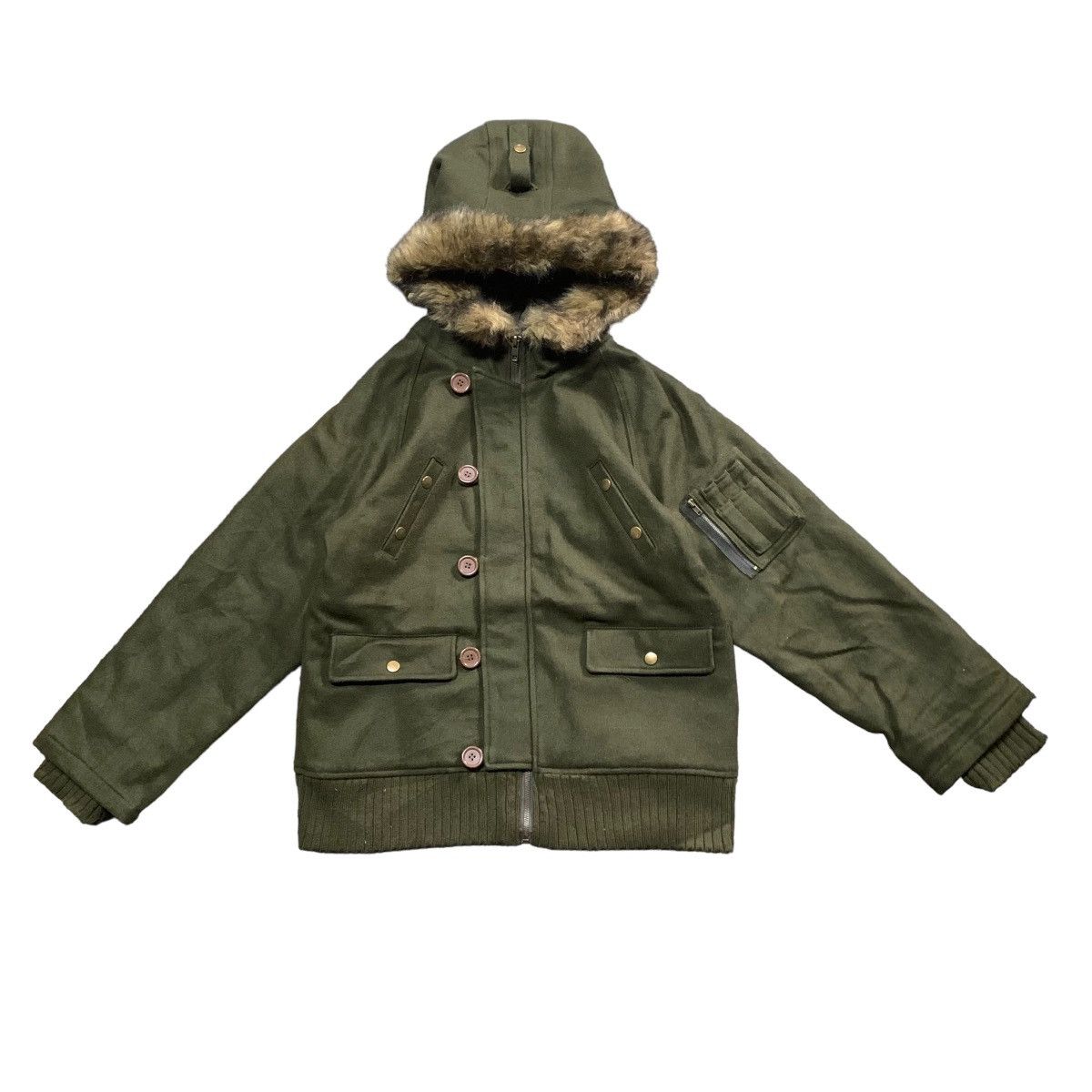 If Six Was Nine RARE✨Lazy Daisy Utility Wool Furr Hooded Jacket Like LGB Size US M / EU 48-50 / 2 - 1 Thumbnail
