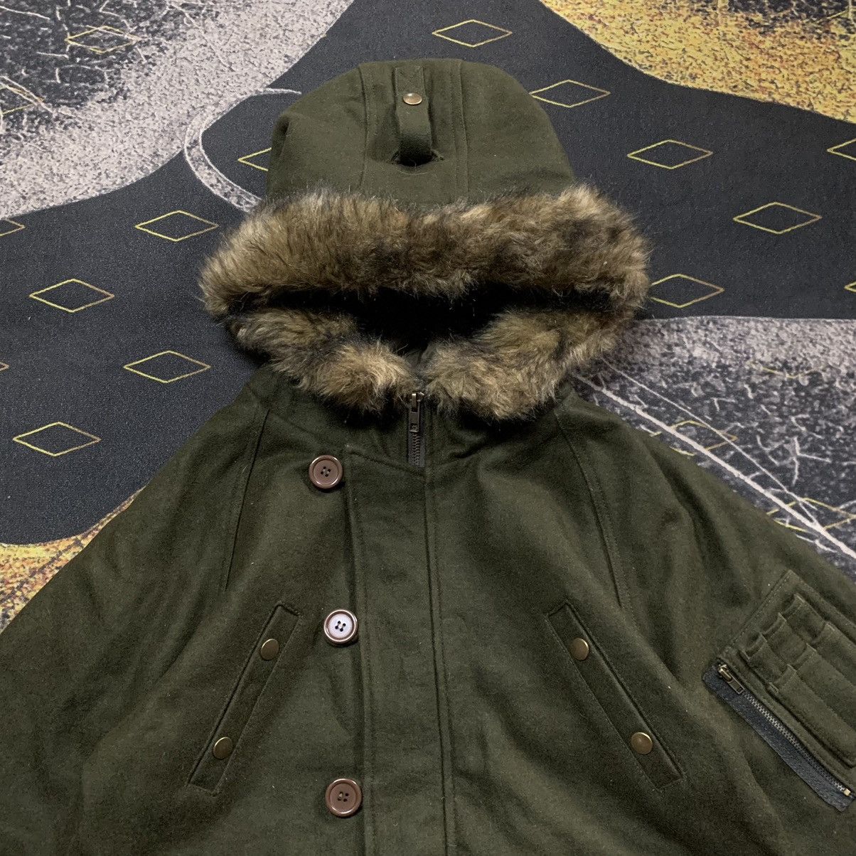 If Six Was Nine RARE✨Lazy Daisy Utility Wool Furr Hooded Jacket Like LGB Size US M / EU 48-50 / 2 - 3 Thumbnail