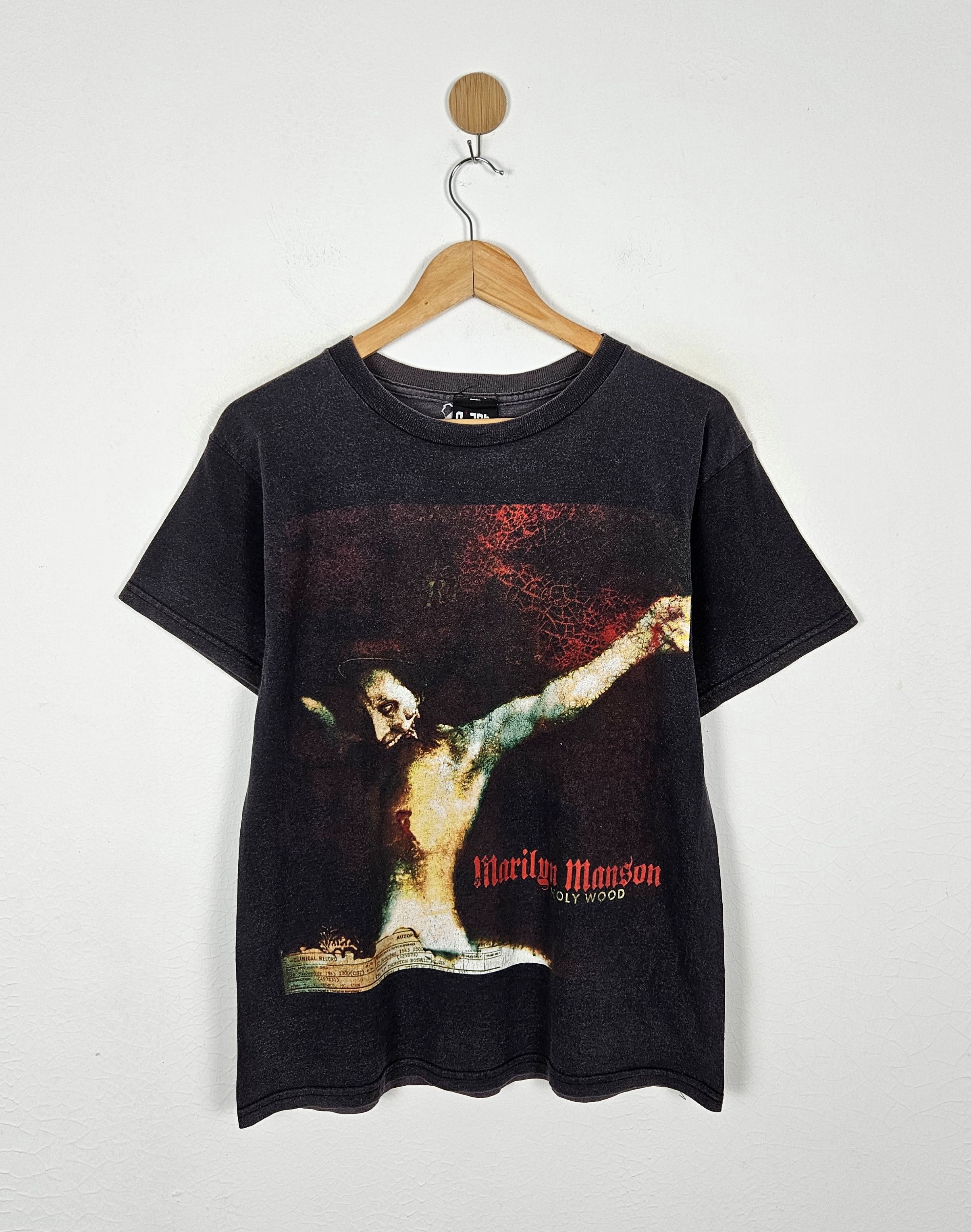 image of Band Tees x Marilyn Manson Vintage Marilyn Manson Gun God And Government Concert Tour in Black (Siz