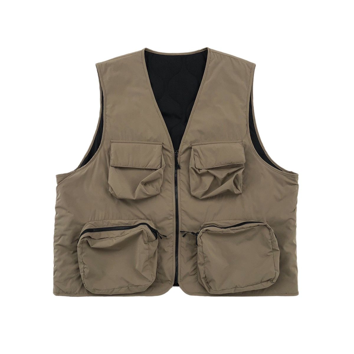 image of Designer Gu Cargo Pocket Vest Jacket in Brown, Men's (Size XL)
