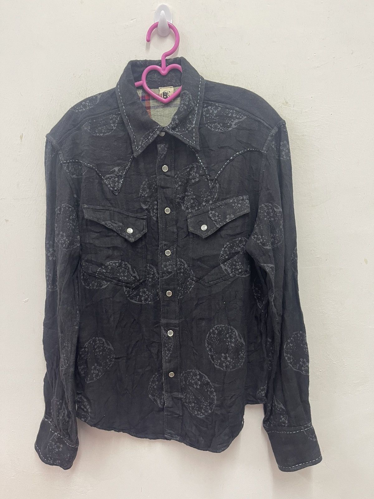 image of Concept By Eternal Pearl Snap Button Pop Art Plaid Inside in Black, Men's (Size Medium)
