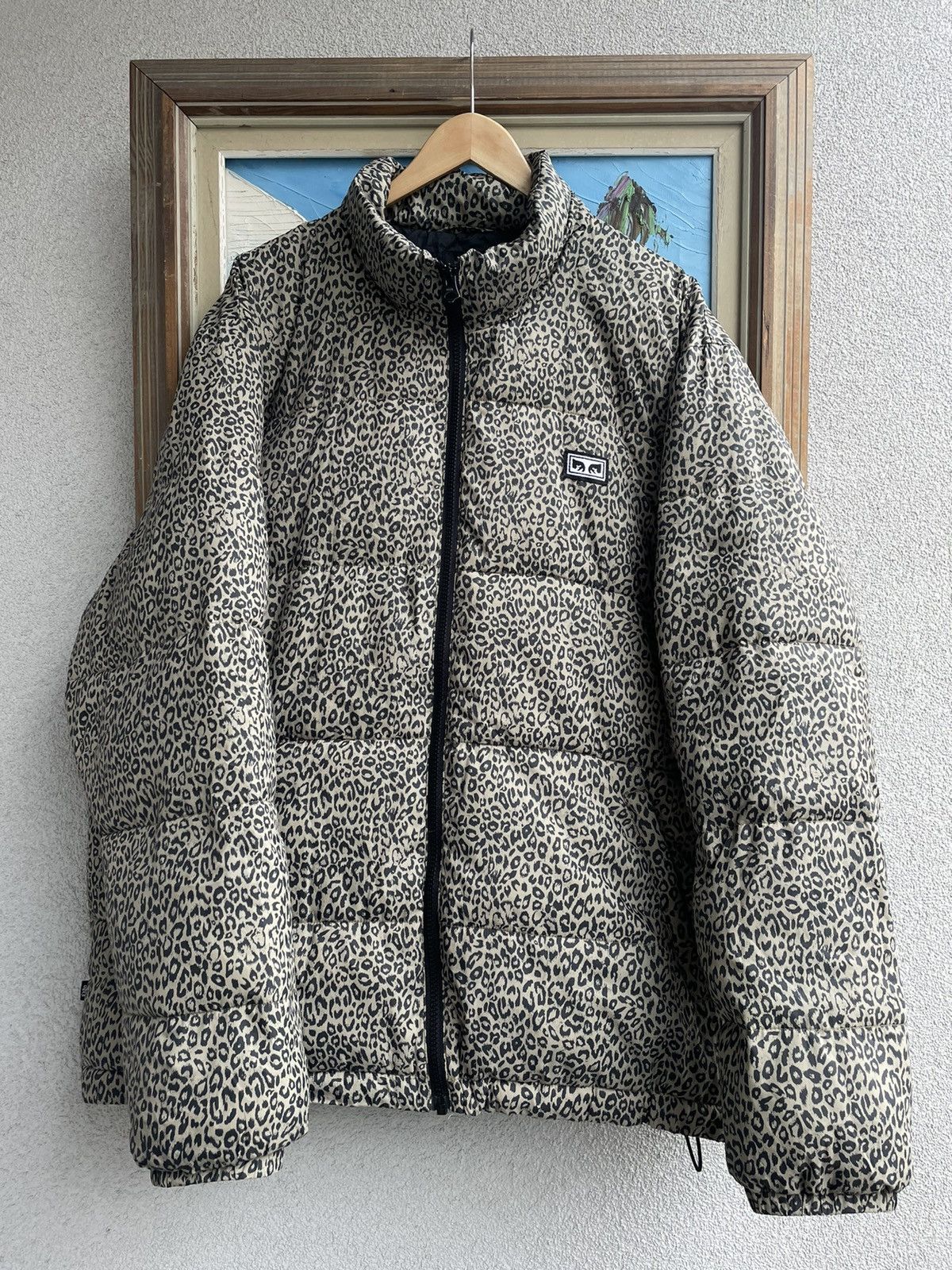 Obey Rare Streetwear Obey Puffer Jacket Beige Leopard Print Streetwear Hype Rare Grailed