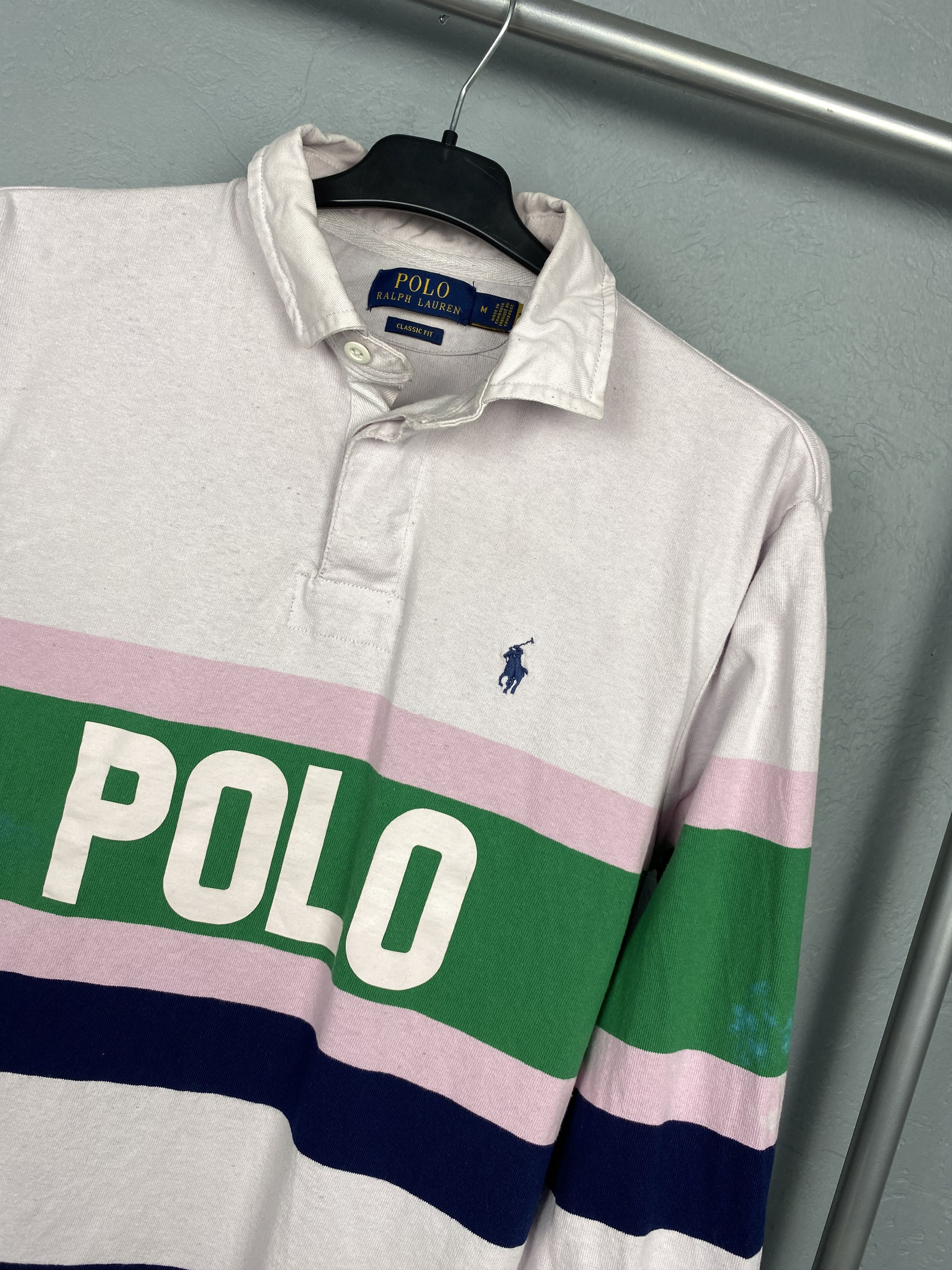Polo Ralph Lauren × Ralph Lauren × Vintage Polo Ralph Lauren Vintage Mens Rugby Long Sleeve Polo Shirt Size US M / EU 48-50 / 2 - 2 Thumbnail