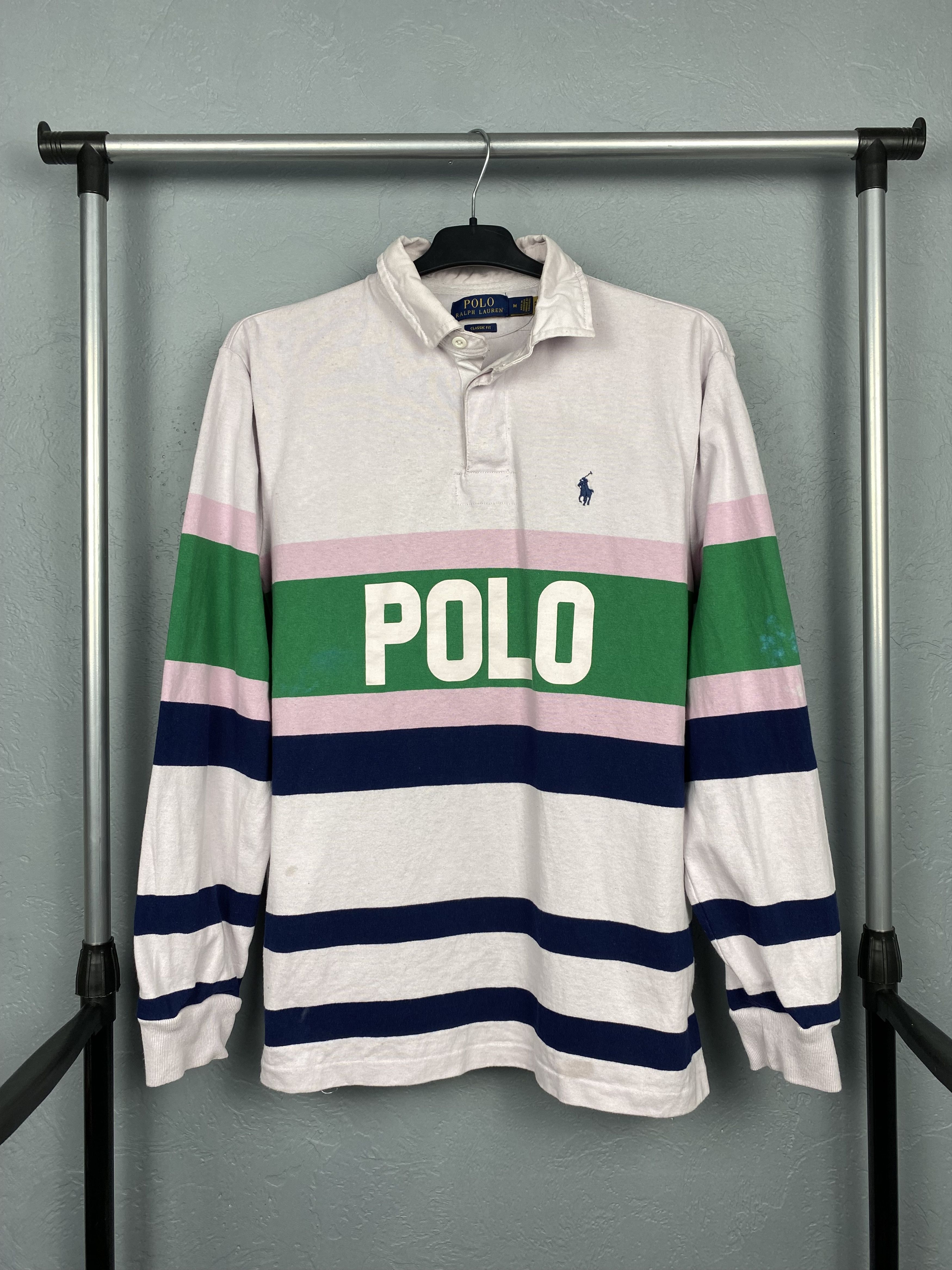 Polo Ralph Lauren × Ralph Lauren × Vintage Polo Ralph Lauren Vintage Mens Rugby Long Sleeve Polo Shirt Size US M / EU 48-50 / 2 - 1 Thumbnail