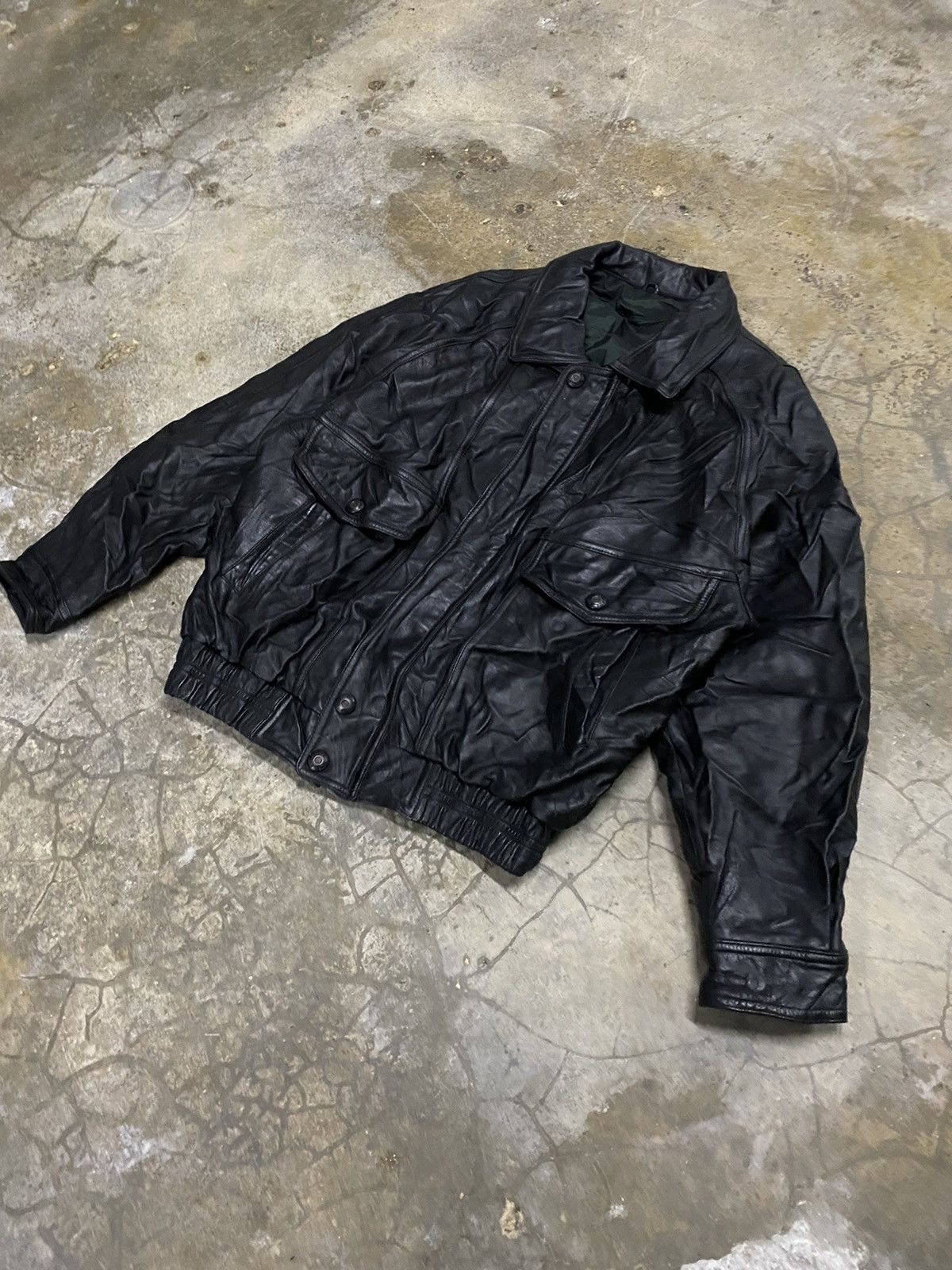 Leather × Vintage 🔥DHL SHIPPING🔥VINTAGE LEATHER JACKET MILITARY STYLE Size US L / EU 52-54 / 3 - 3 Thumbnail